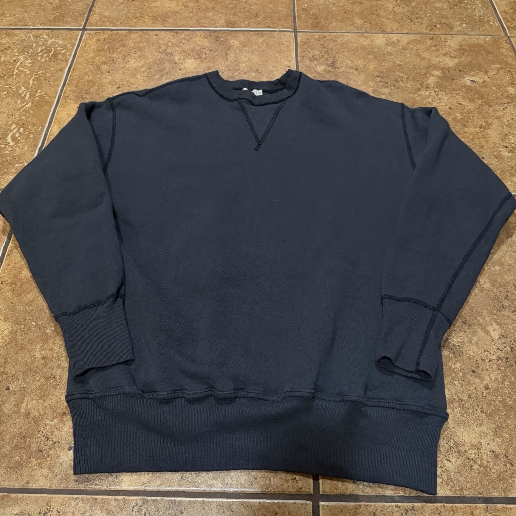 Warehouse VINTAGE Warehouse & Co Japan Double V Sweatshirt Black All Cotton Size 42 40s Dubble Men Pullover Size US XL / EU 56 / 4 - 2 Thumbnail