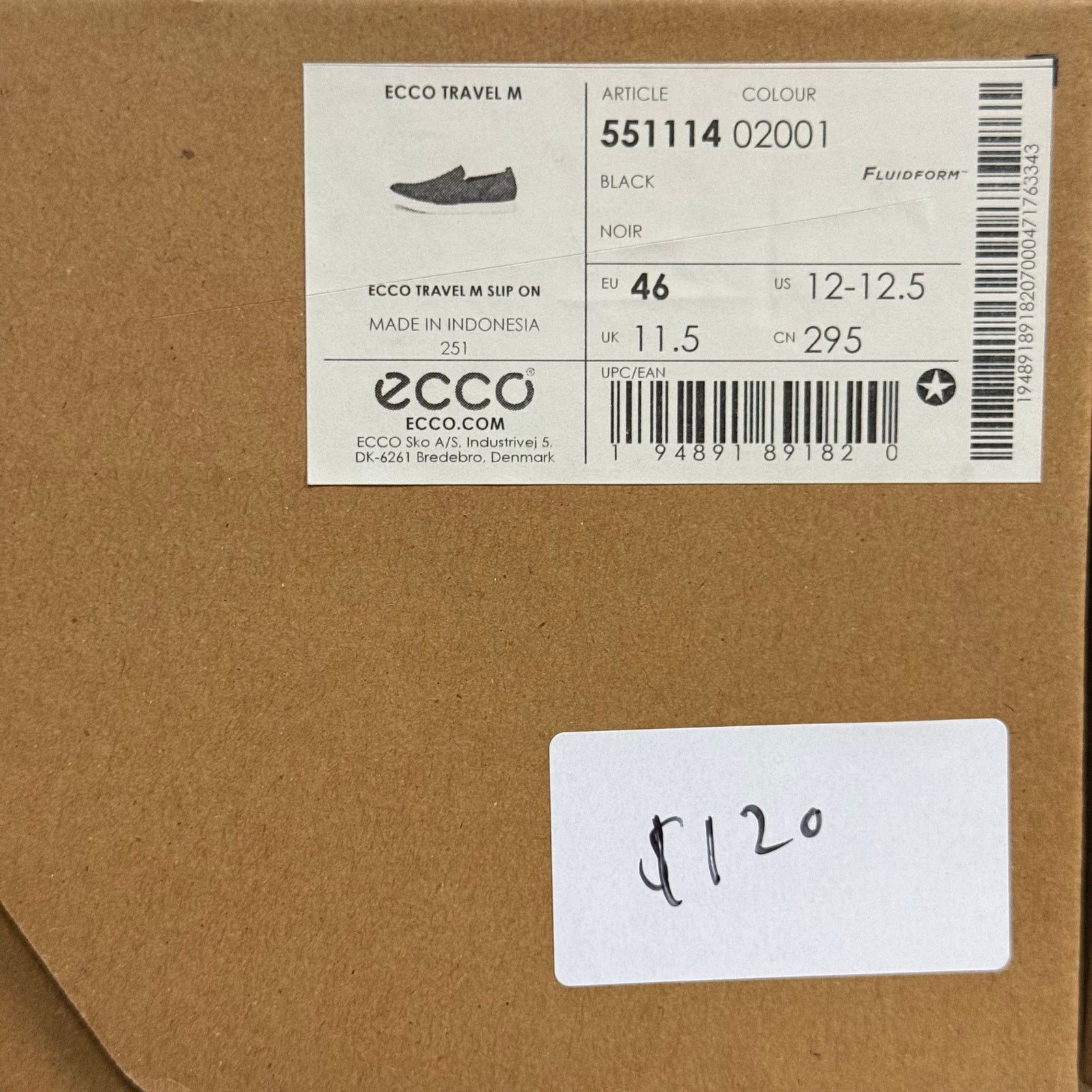 Ecco ECCO MEN'S 46 BLACK TRAVEL SLIP ON 551114 02001 BLACK SUEDE Size US 12 / EU 45 - 5 Thumbnail