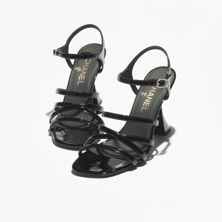 Chanel o1h1sh10526 Patent Sandals in Black Size US 8.5 / IT 38.5 - 2 Thumbnail