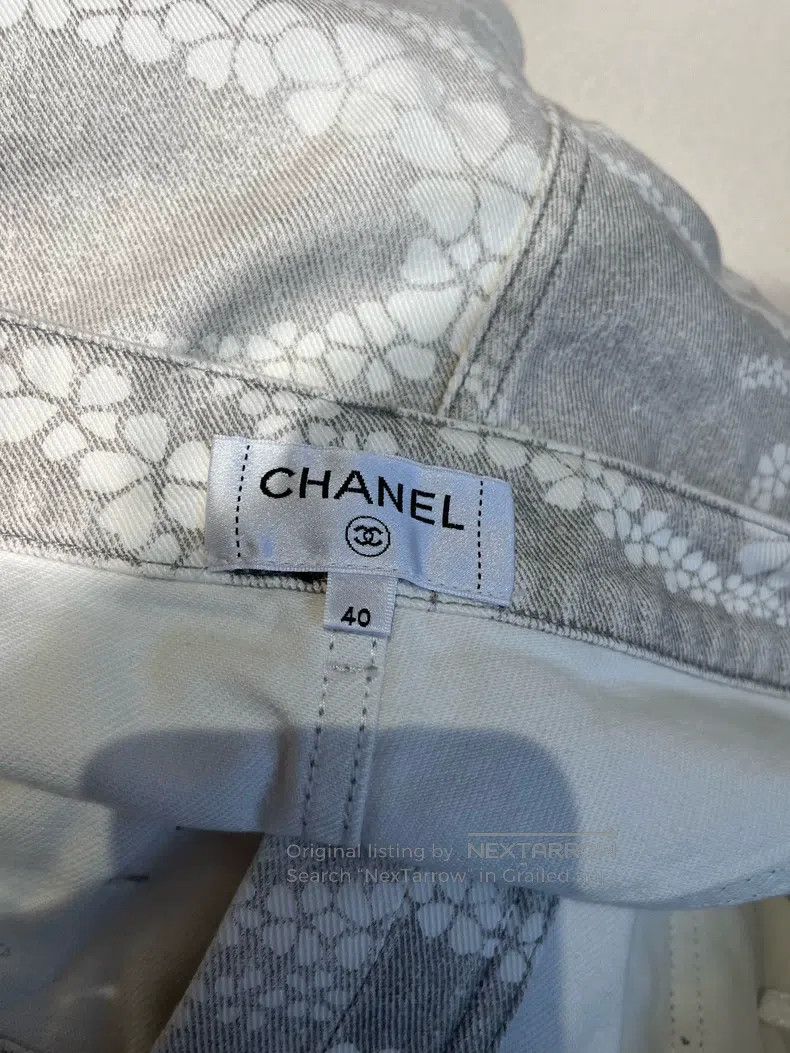Chanel Chanel 25M Grey Printed Denim Shorts Size 26" / US 2 / IT 38 - 4 Thumbnail