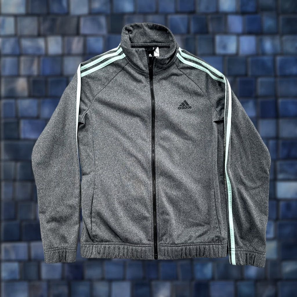 Adidas Adidas Women’s Essentials 3-Stripe Classic Track Jacket Gray Mint Green M Jacket Women Athletic Running & Jogging Multicolor Striped 3 White Stripes Size M / US 6-8 / IT 42-44 - 1 Thumbnail