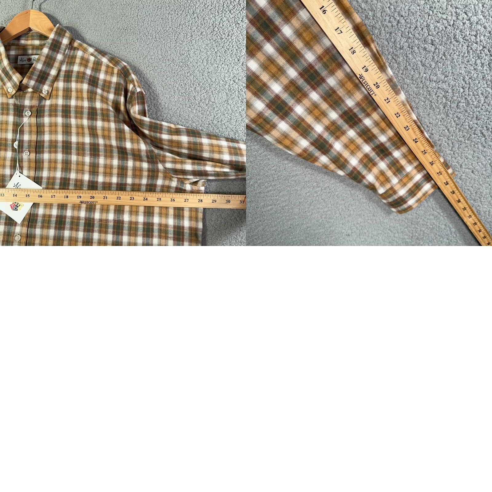 Vintage Alan Paine Flannel Shirt Mens 2XL Brown Plaid Long Sleeve Button-Up Cotton Shirt Size US XXL / EU 58 / 5 - 9 Thumbnail
