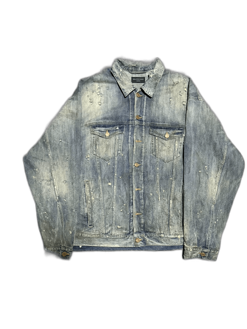 Balenciaga Balenciaga Distressed Denim Jacket with Crystals Size US S / EU 44-46 / 1 - 1 Thumbnail