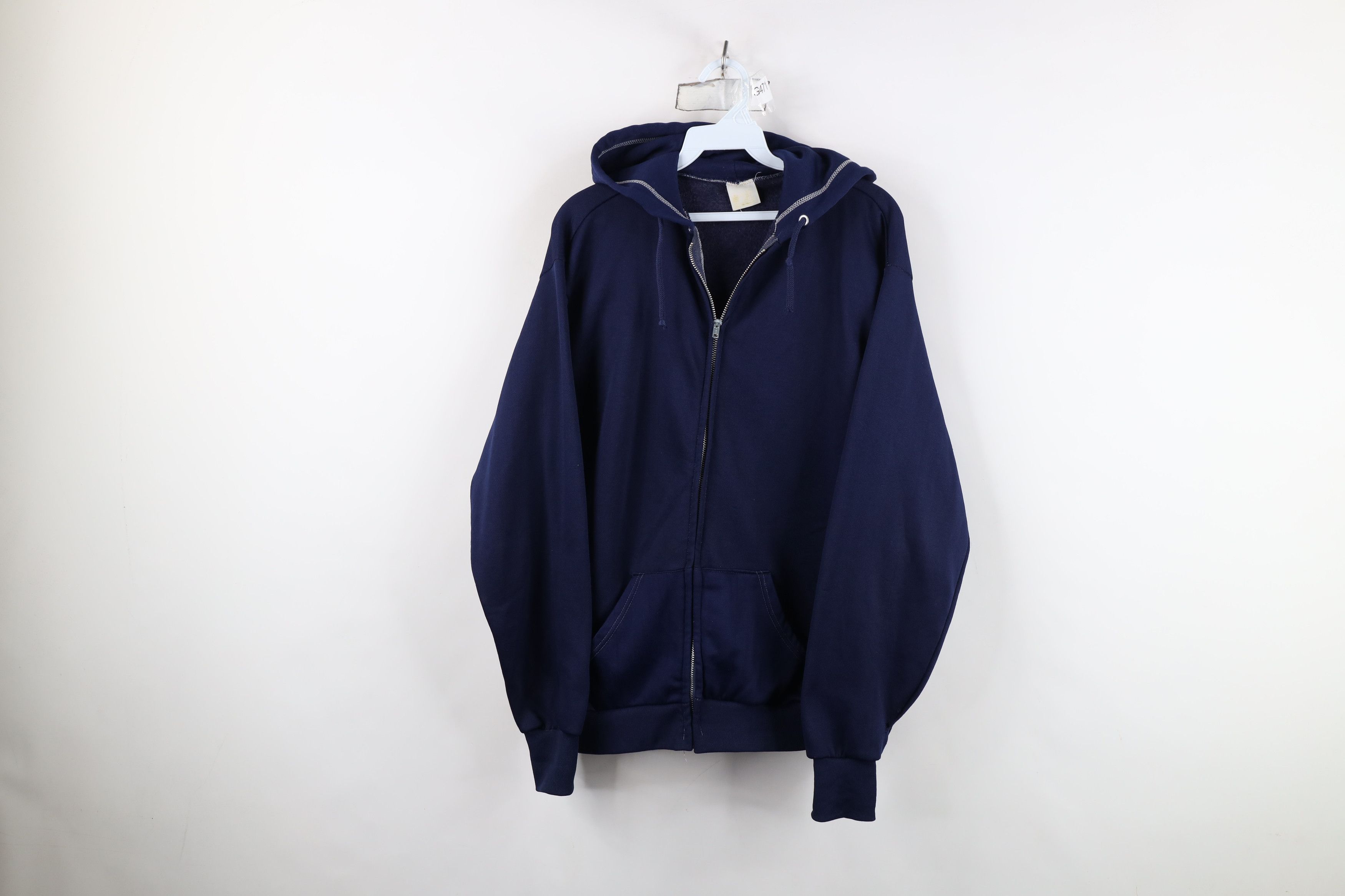 Vintage Vintage 70s Streetwear Blank Full Zip Hoodie Sweatshirt USA Size US XL / EU 56 / 4 - 1 Thumbnail