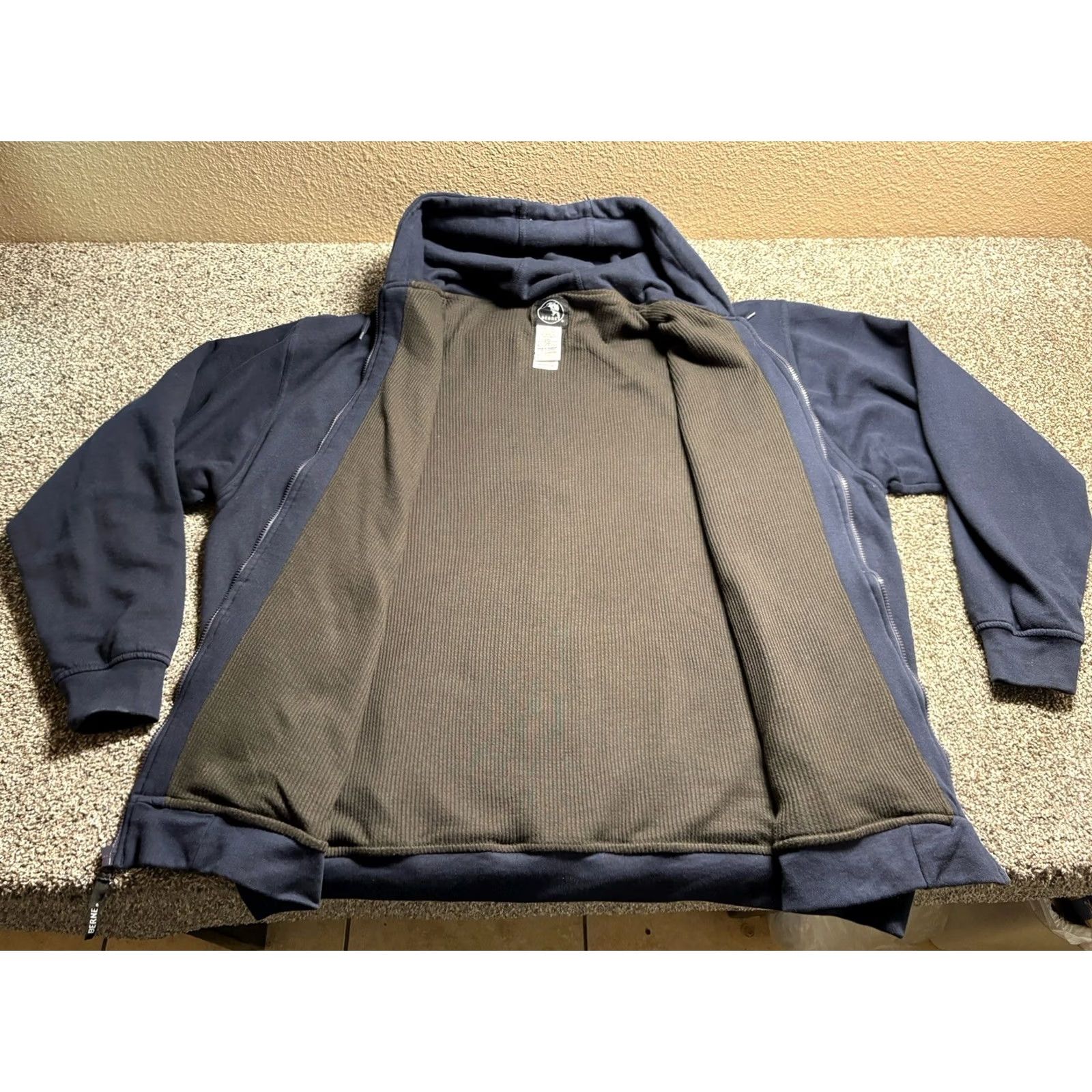Vintage Berne Hoodie Mens 4XL Tall Heavyweight Full Zip Thermal Lined Work Blue Size US XXL / EU 58 / 5 - 3 Thumbnail