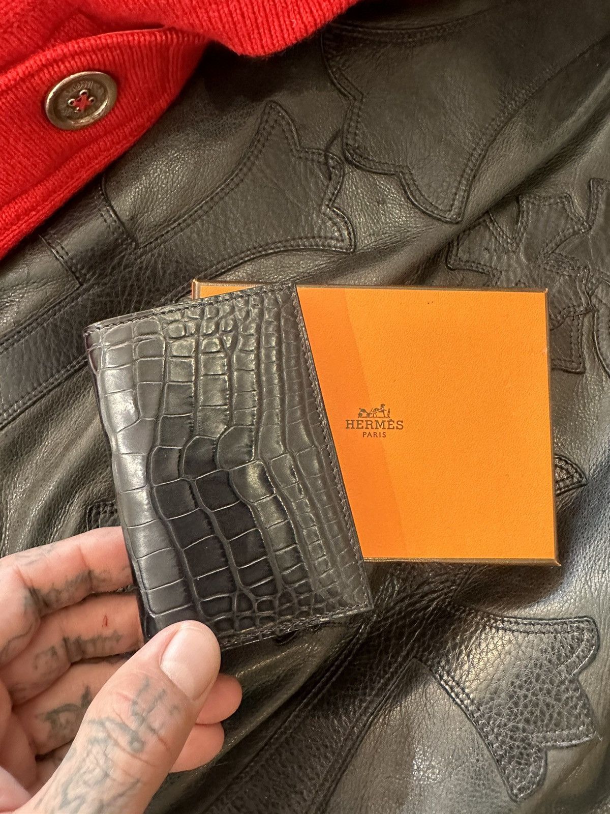 Hermes HERMES RARE CROCODILE ALLIGATOR BLACK CARDHOLDER WALLET Size ONE SIZE - 10 Thumbnail