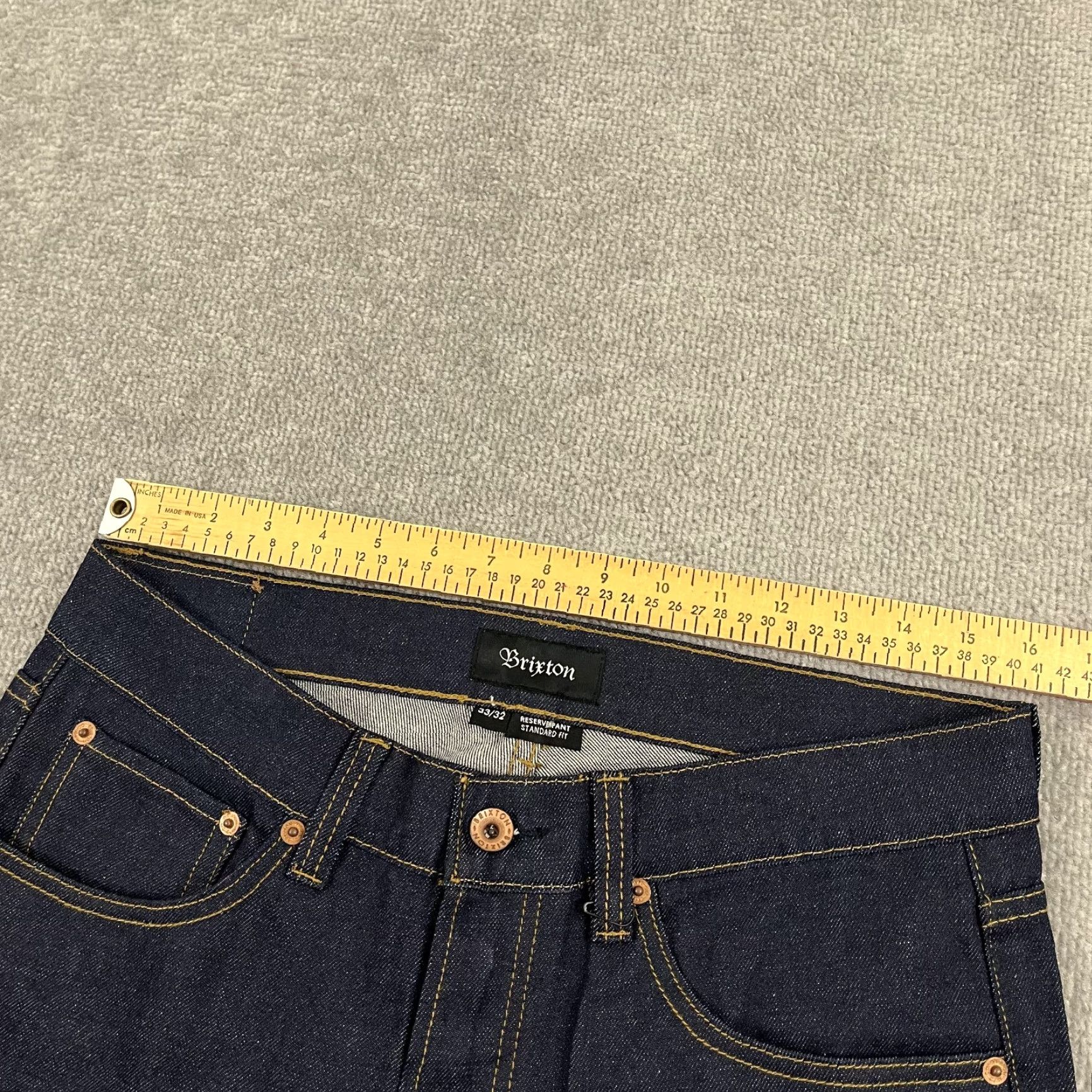 Brixton Brixton Reserve Jeans Mens 33 x 32 Indigo Blue Cone Denim Skater Button Fly 5-Pocket Mens Size US 33 - 6 Thumbnail