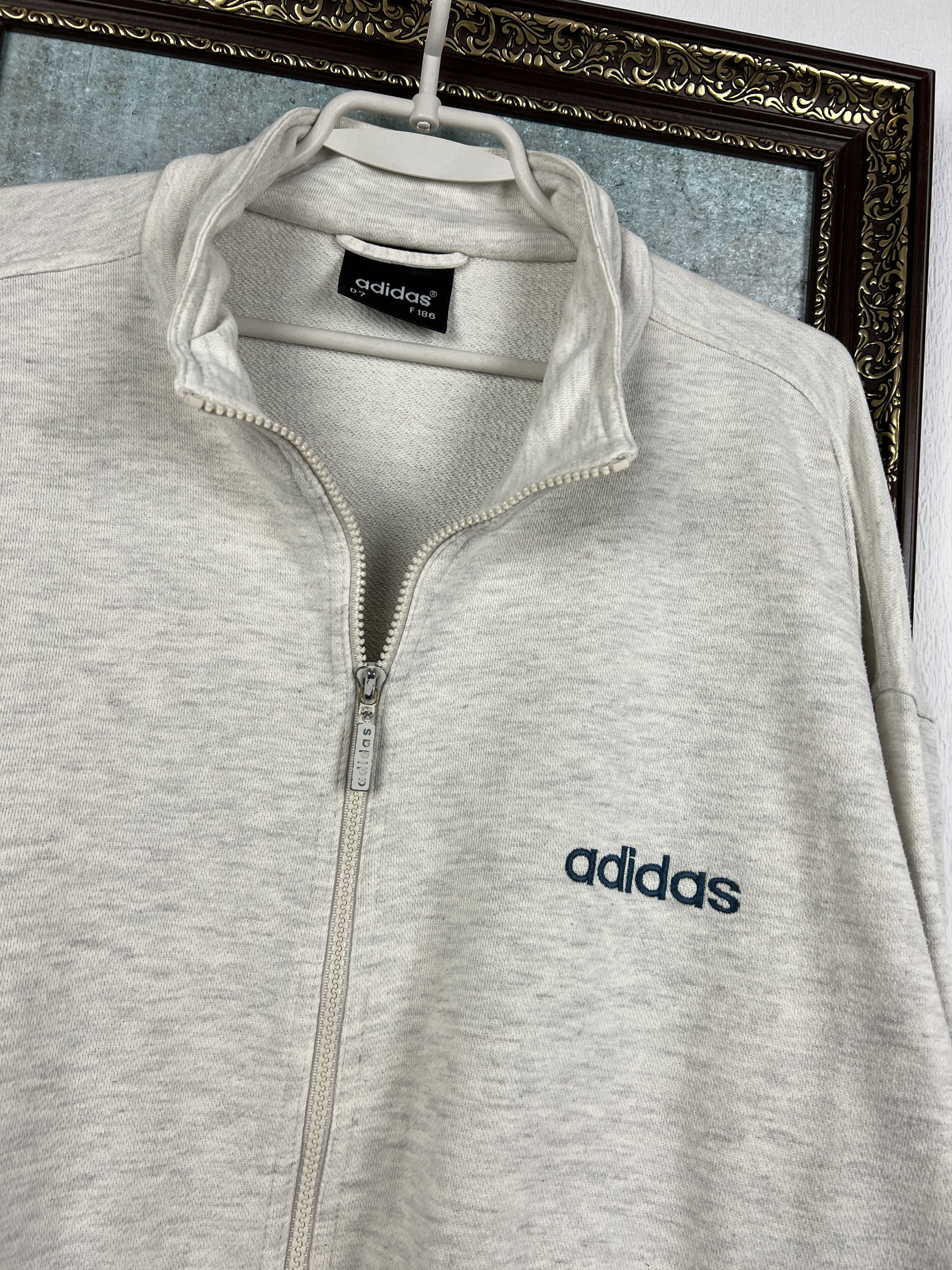 Adidas Vintage 90's Adidas Jacket White Sweater Track Top Zip Hype Size US L / EU 52-54 / 3 - 3 Thumbnail