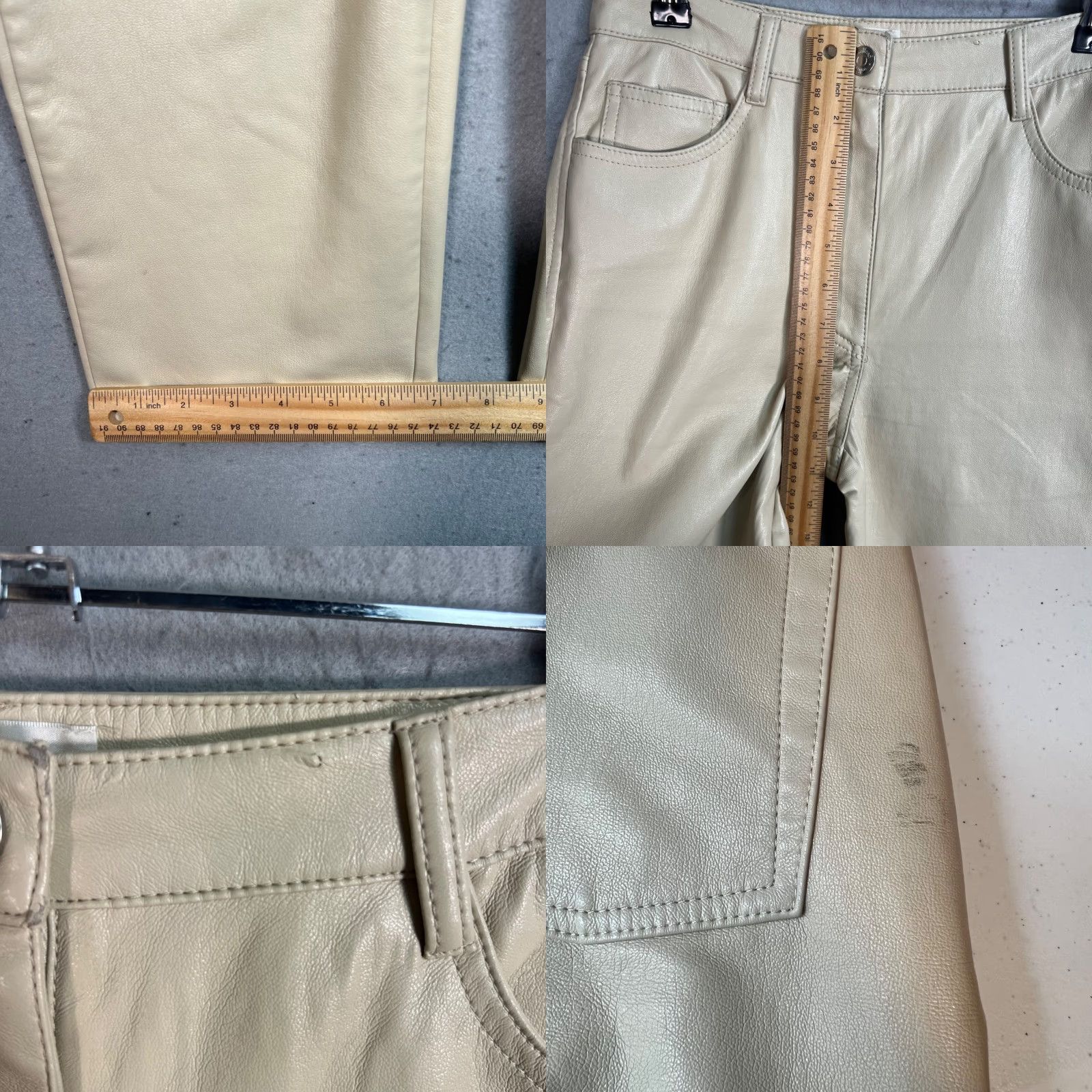 Vintage Wilfred Womens Pants 2 High-Rise Beige Faux Leather Straight Leg City Casual Pockets 27 In Inseam Womens Size 26" / US 2 / IT 38 - 8 Thumbnail