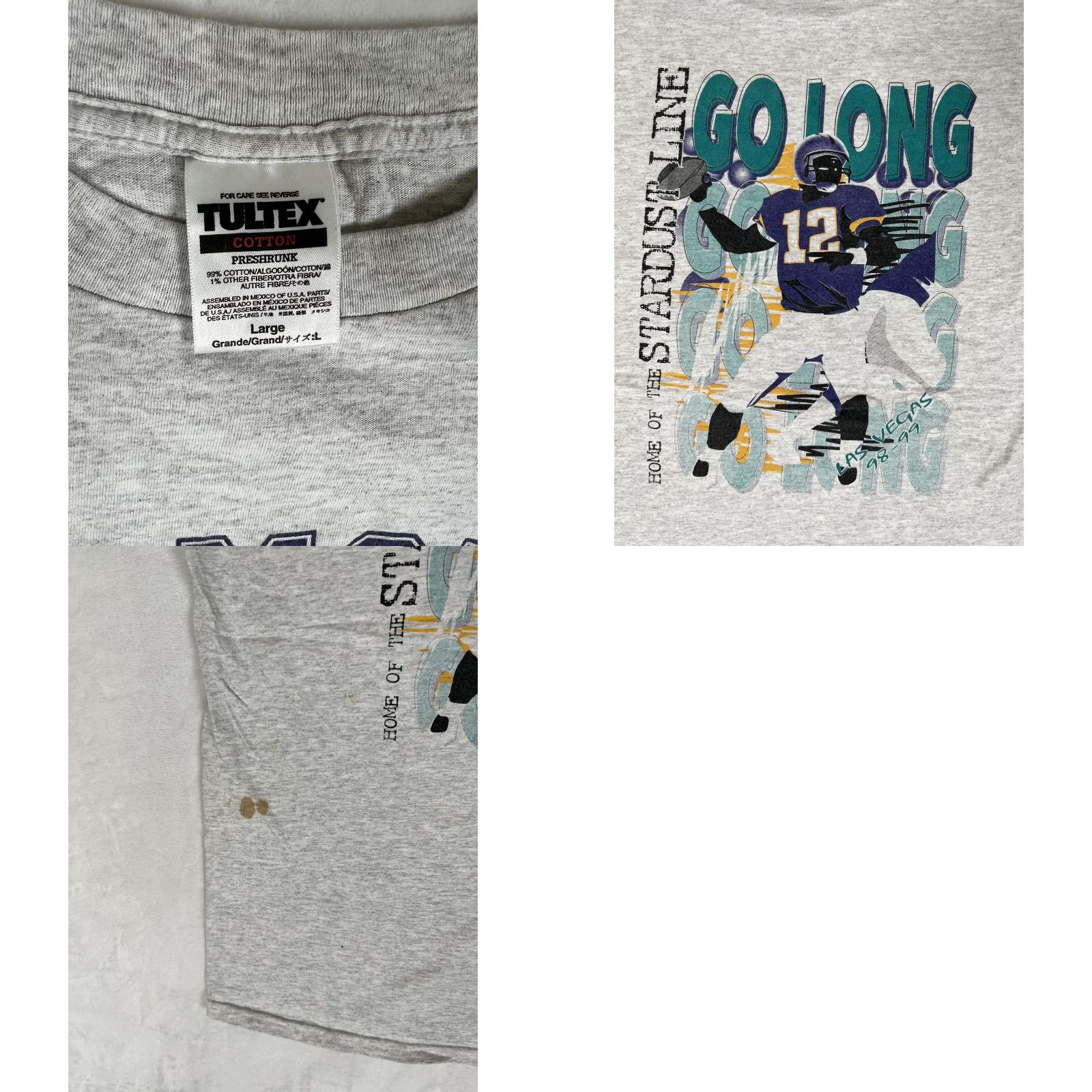 Tultex VINTAGE Las Vegas Fremont Star Dust Football T-Shirt 1998 90s Size L Gray Mens Long Sleeve? Size US L / EU 52-54 / 3 - 8 Thumbnail
