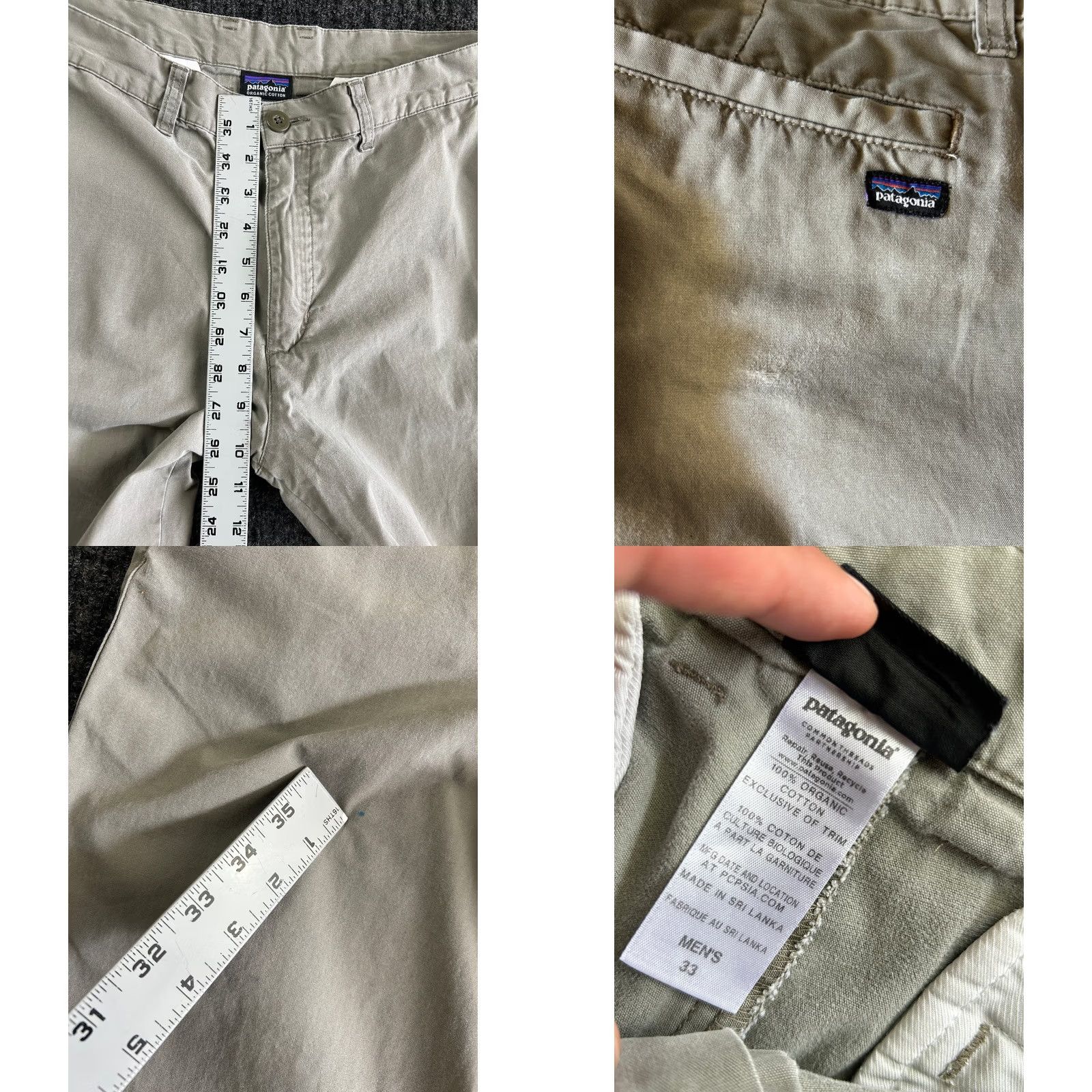 Patagonia VINTAGE Patagonia Men’s Chino Pants Green 33 Flat Front Organic Cotton Outdoor Size US 33 - 8 Thumbnail