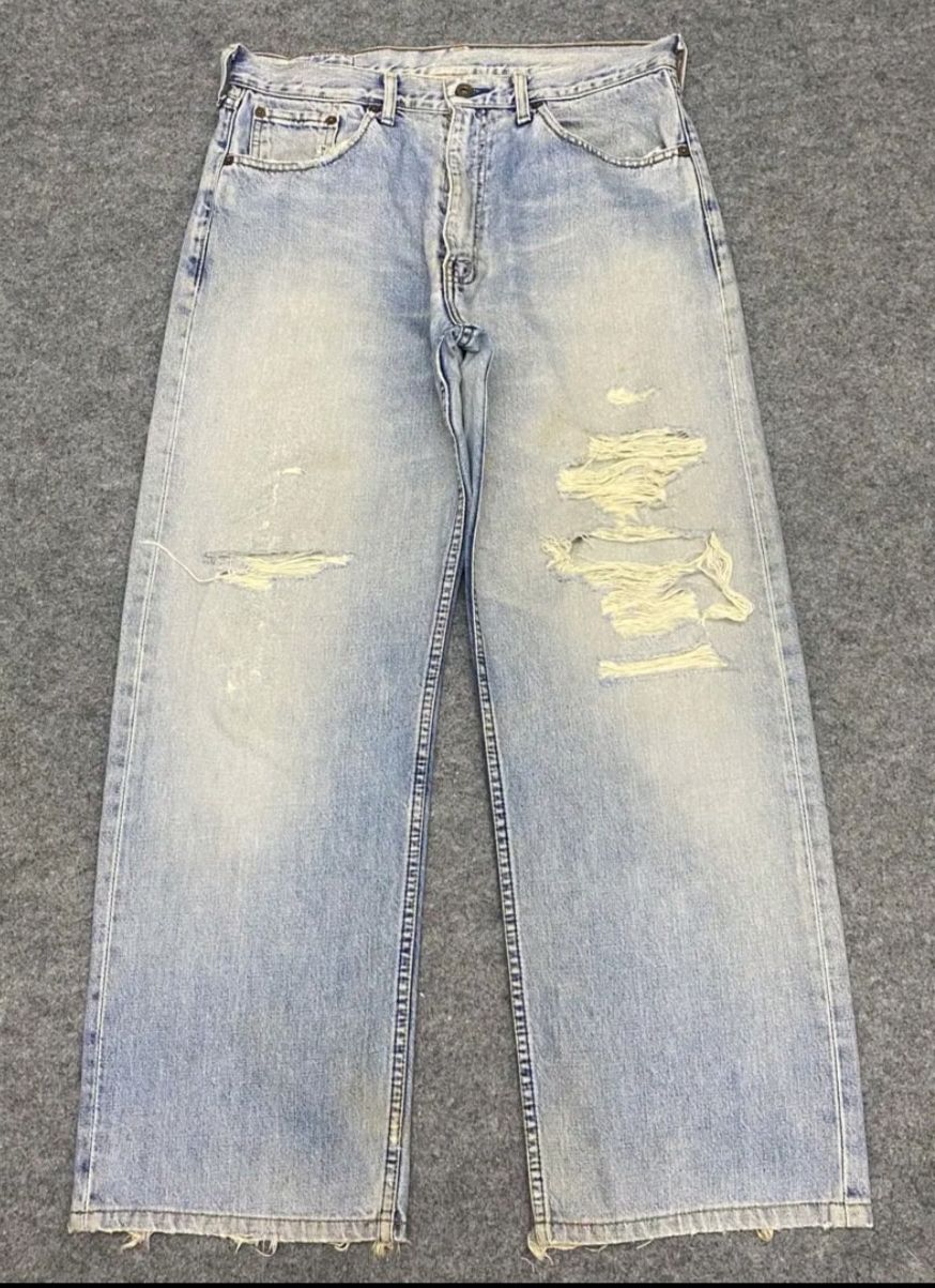 Levi's 💥Baggy💥Vintage Levis 504 Distressed Denim Size US 34 / EU 50 - 4 Thumbnail