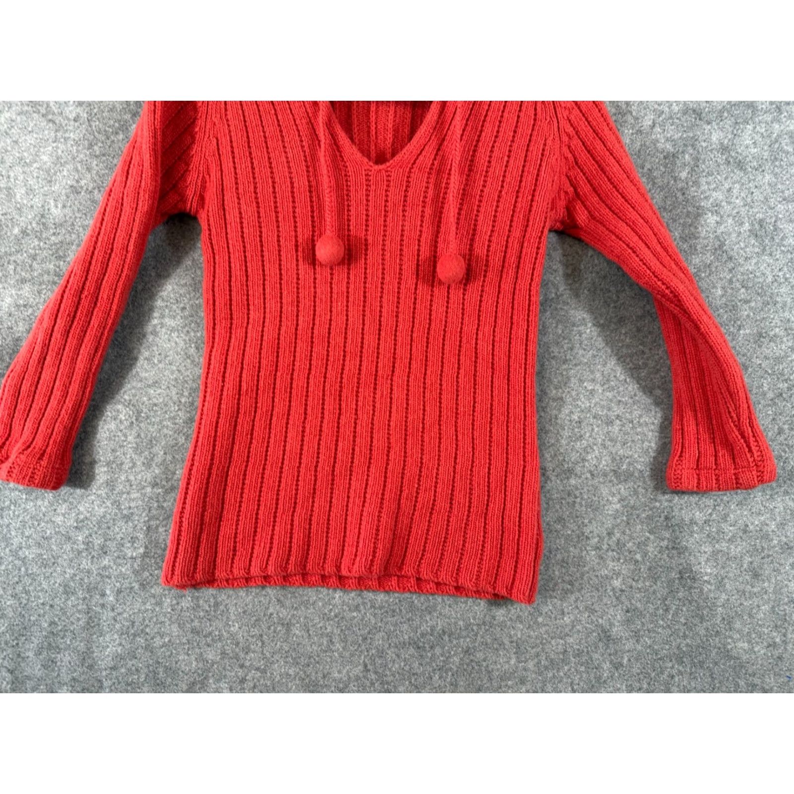 Boden Boden Sweater Womens M Red Raglan Sleeve Ribbed Knit Tie Neck Pom Pom Vintage Sweater Pullover Winter Womens M Red Raglan Sleeve Size M / US 6-8 / IT 42-44 - 4 Thumbnail