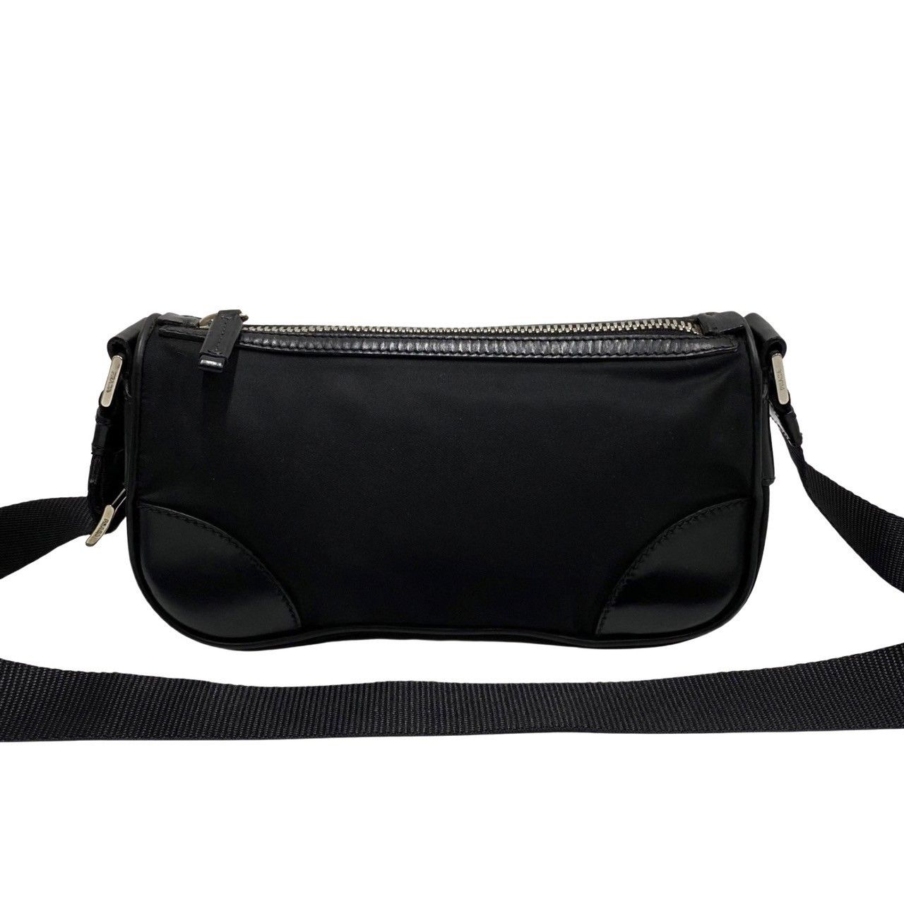Prada Nylon Leather Mini Shoulder Bag Crossbody Bag Black