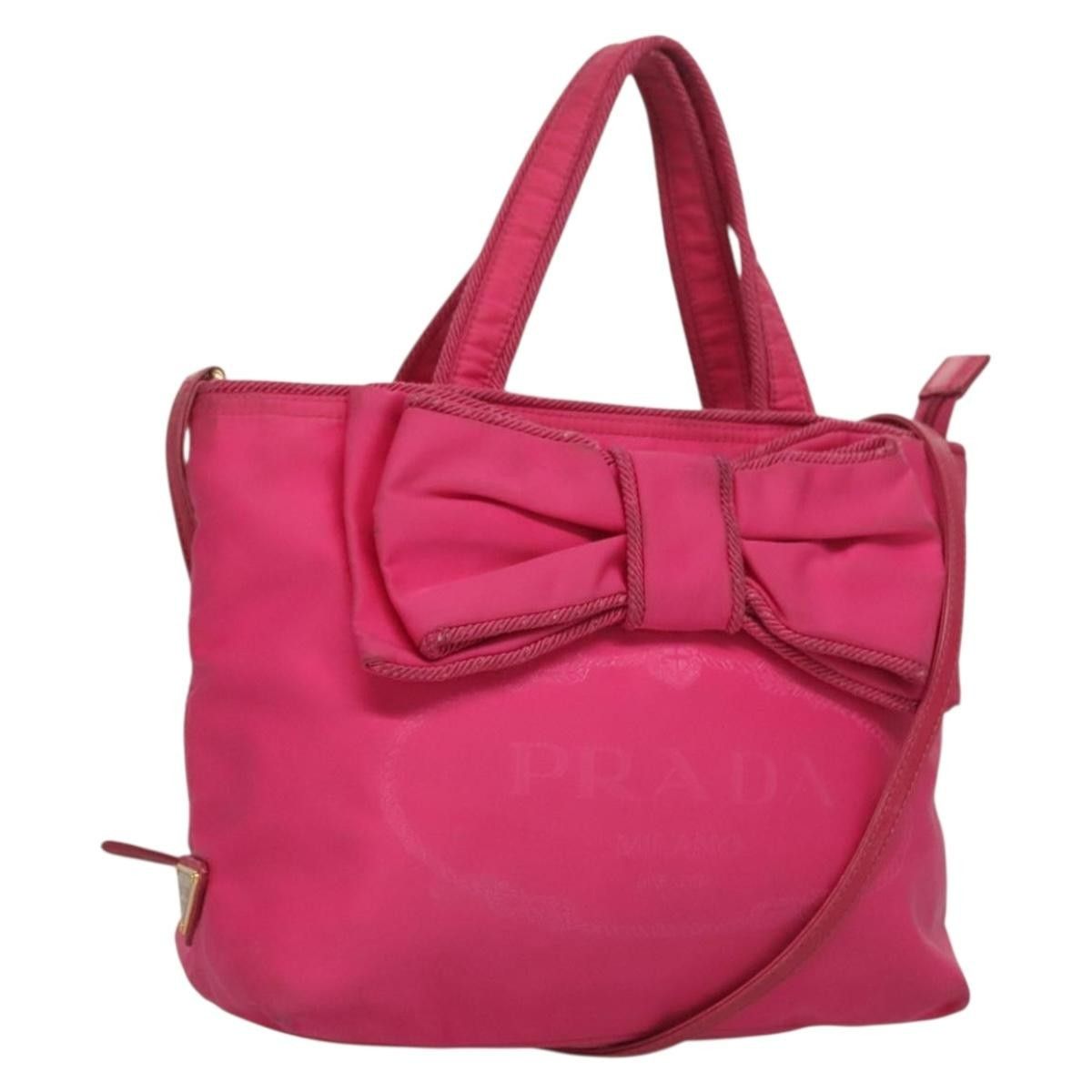 Prada Prada Logo Bow Convertible Tote Tessuto with Leather Size ONE SIZE - 1 Thumbnail