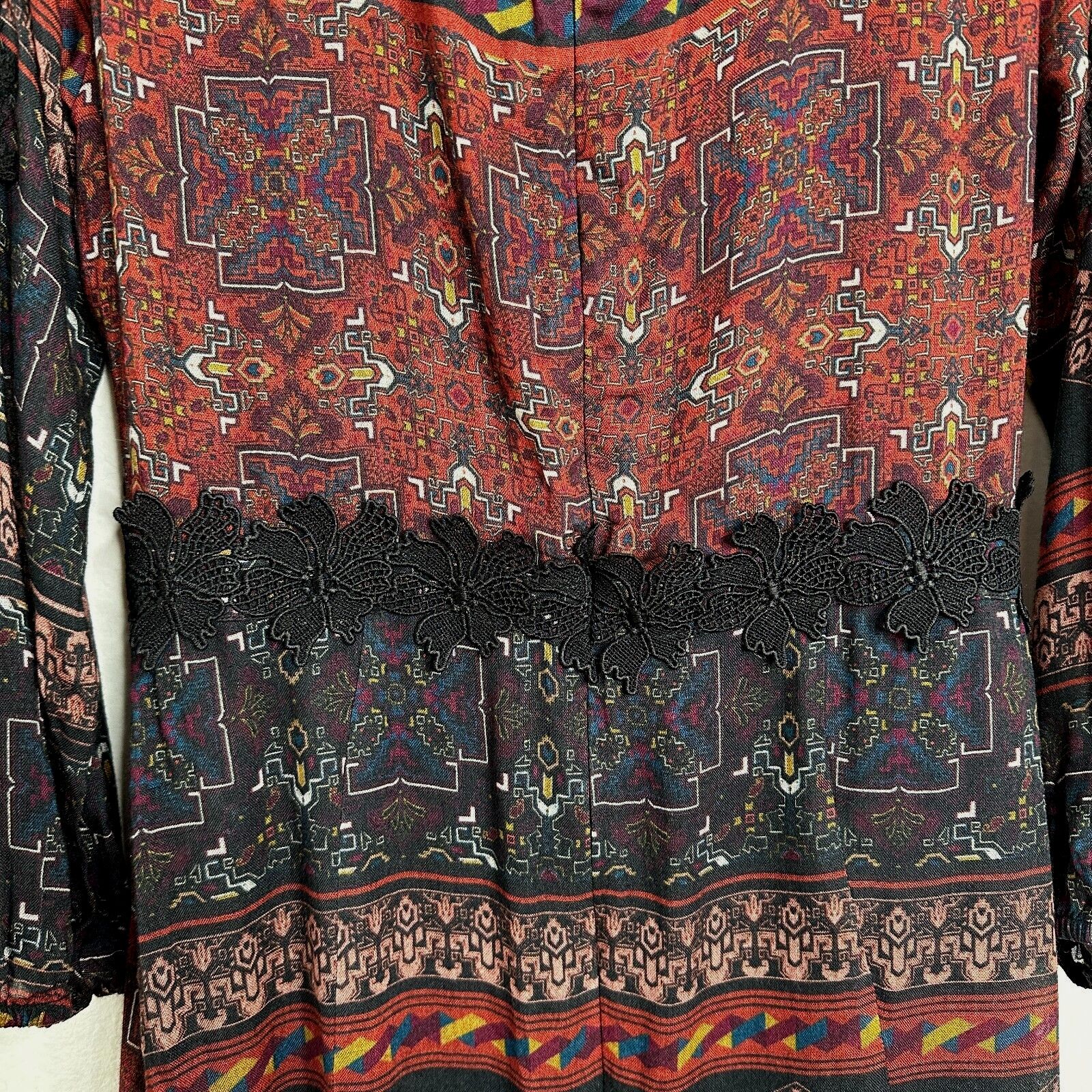 Other Line & Dot Black Rust Aztec Lace Slit Maxi Cold Shoulder M Size M / US 6-8 / IT 42-44 - 6 Thumbnail
