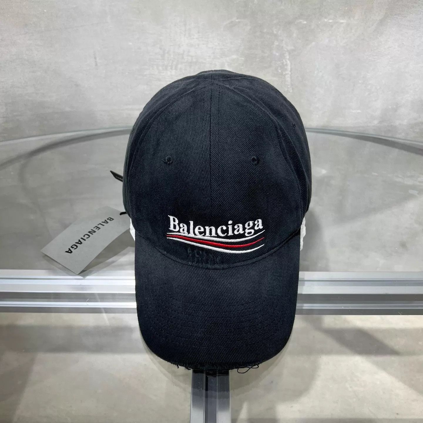 BALENCIAGA Distressed Coke Logo Baseball Cap M