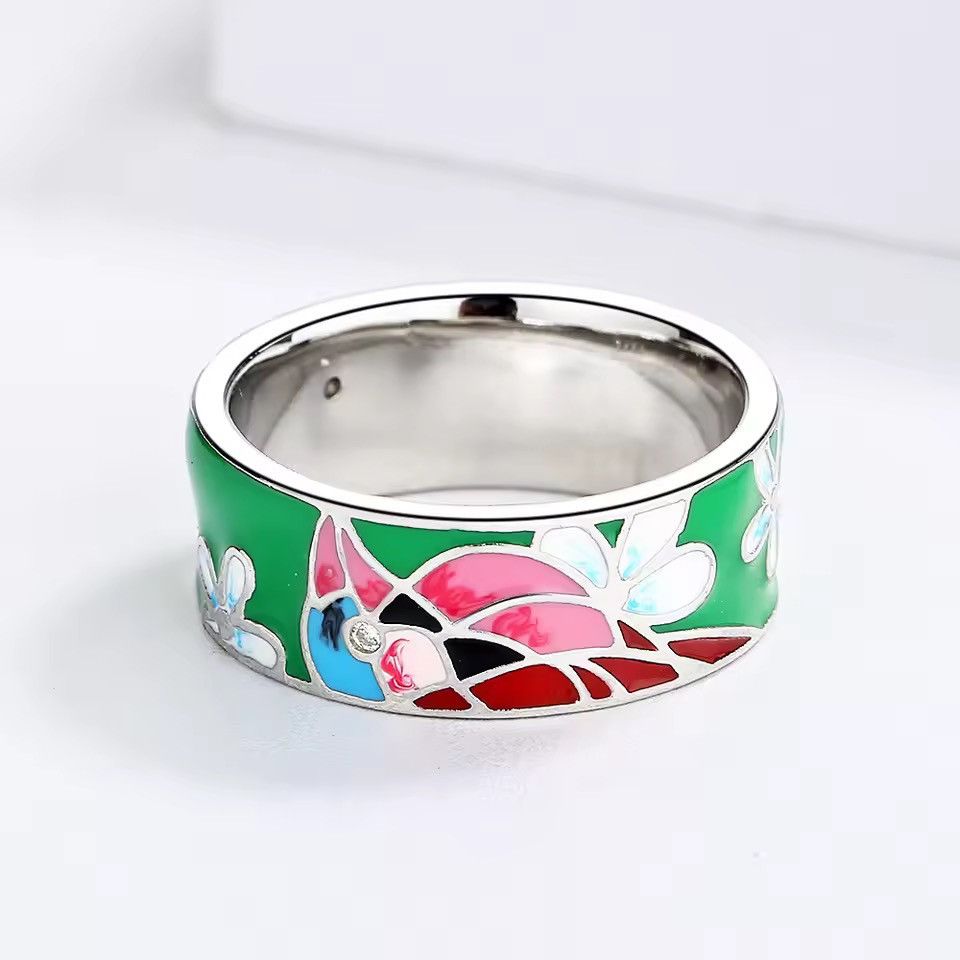 Jewelry Enamel Art Ring size 6-10 Size ONE SIZE - 4 Thumbnail
