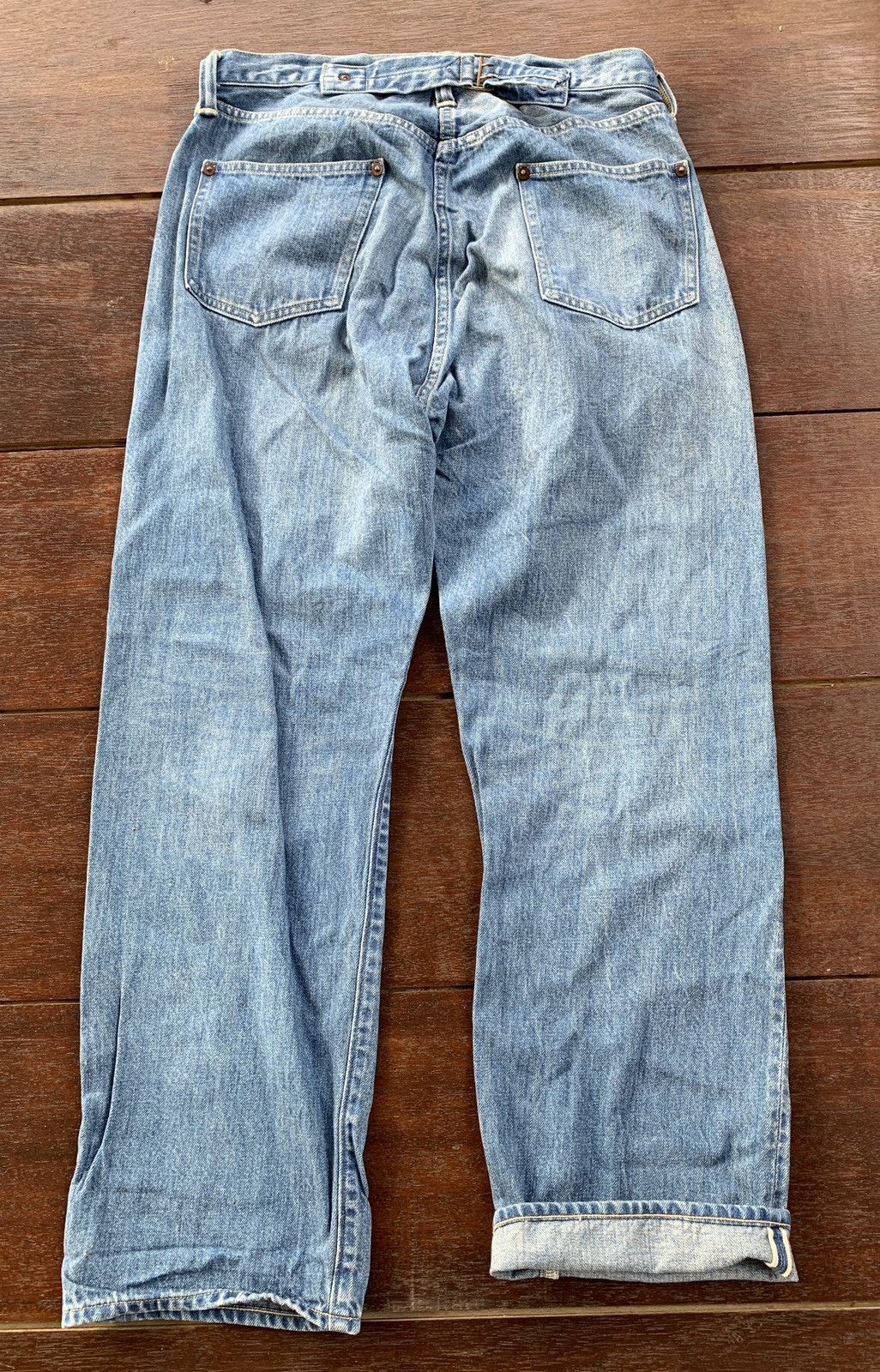 A.PRESSE A. presse Japan selvedge buckle back washed denim pants Size US 31 - 1 Thumbnail