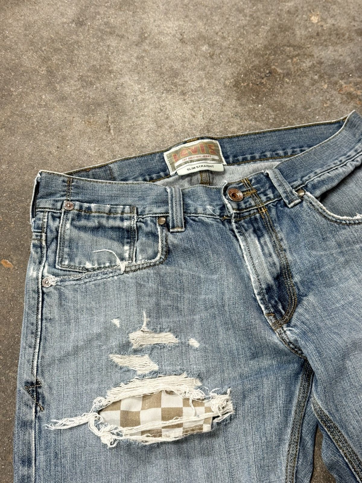 Levi's Vintage Checkered Levi Distressed Slim Hole Knee Denim Jeans Size US 32 / EU 48 - 4 Thumbnail