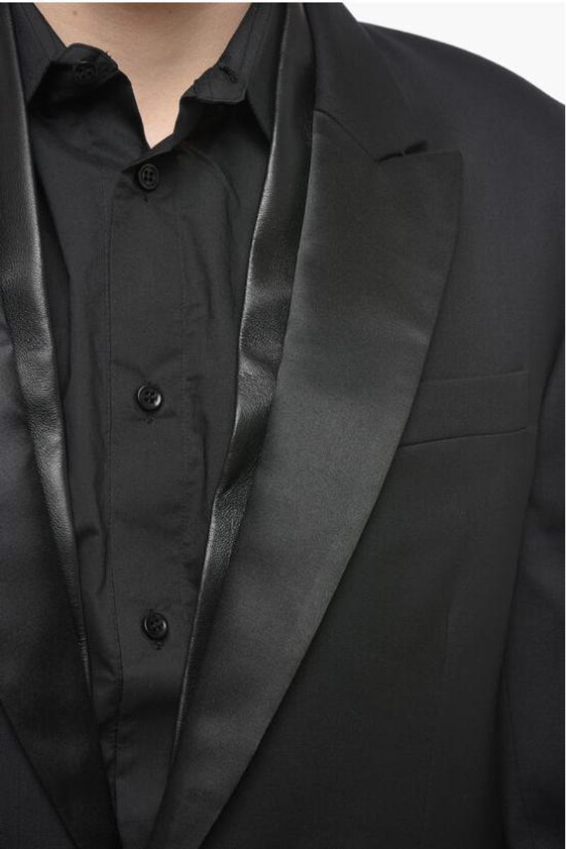 Amiri o1gr1nt1024 Leather Scarf Blazer in Black Size US M / EU 48-50 / 2 - 3 Thumbnail
