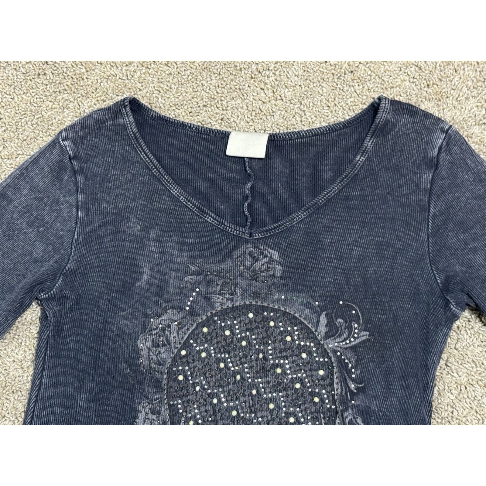 Other Y2K Vocal Skull Tunic Rhinestone Embellished Gothic Top Size M / US 6-8 / IT 42-44 - 3 Thumbnail