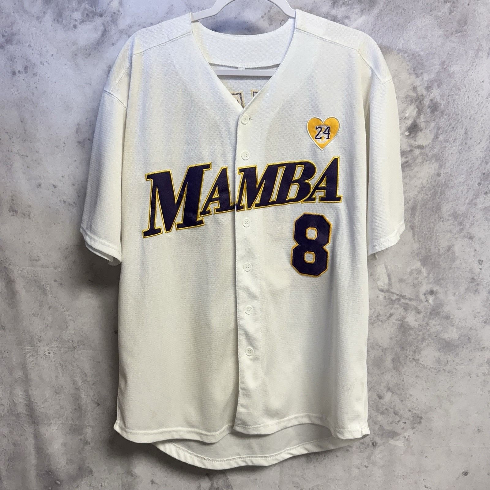 Other Mamba Kobe Bryant Baseball Jersey 8 24 White Large 23x29 Size US L / EU 52-54 / 3 - 1 Thumbnail