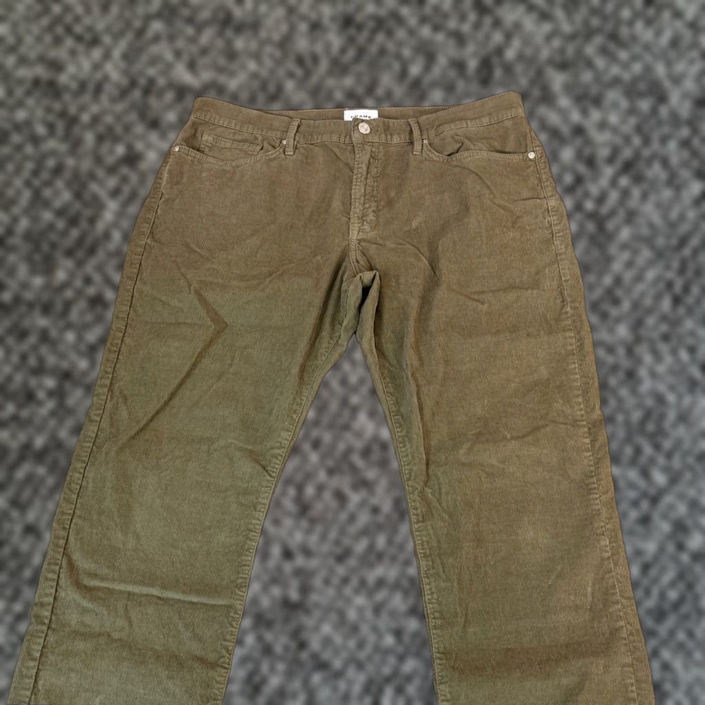 Frame FRAME L'Homme Slim Corduroy Pants Mens Size 38 Khaki Green Cotton Blend Slim Fit Casual Workwear Cotton Blend Black? Size US 38 / EU 54 - 1 Thumbnail