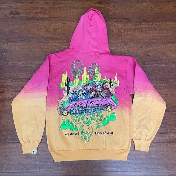 image of NWT Warren Lotas You Are Now Leaving Las Vegas Hoodie Size M in Purple/Yellow, Men's