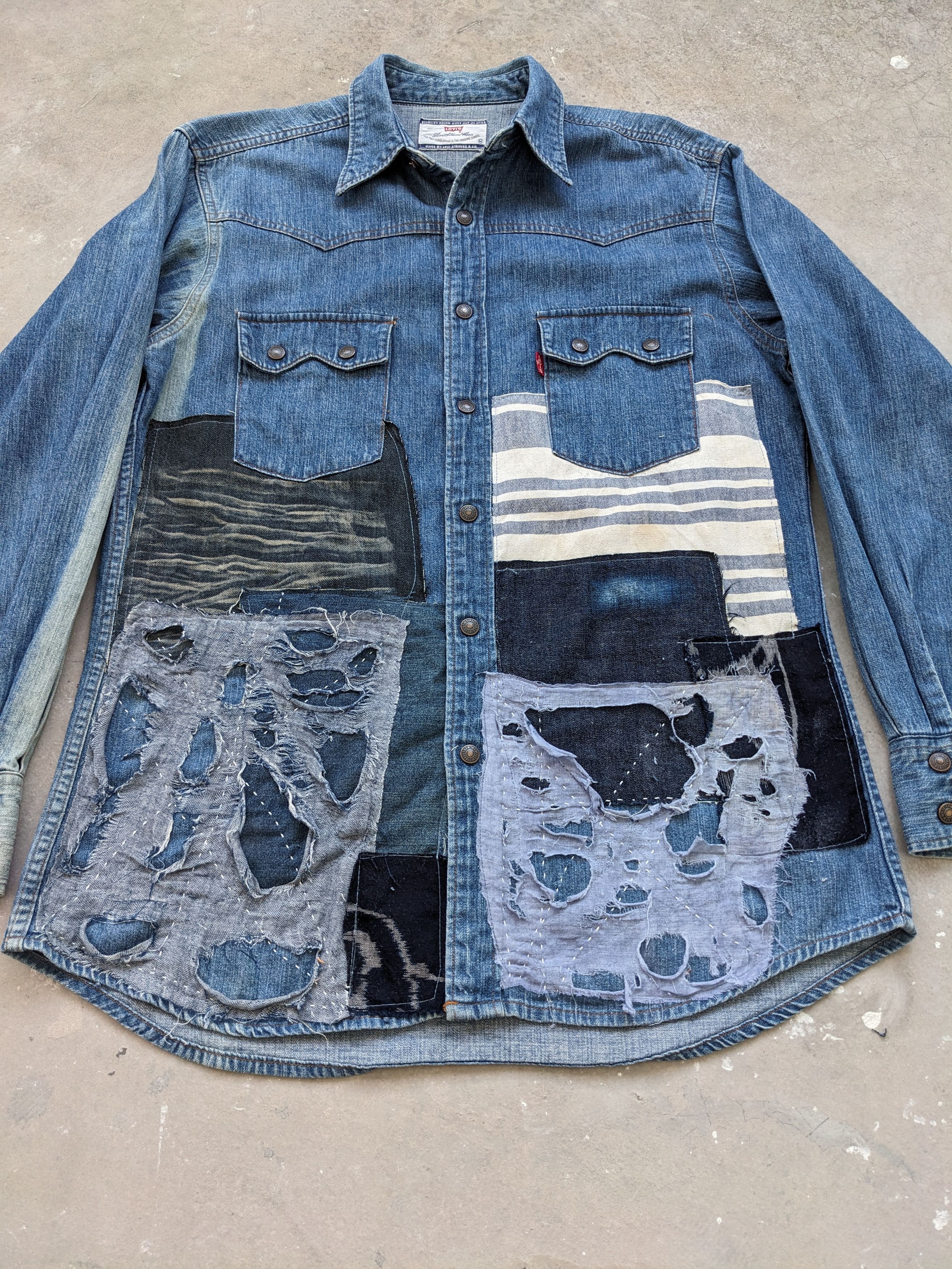 Levi's Vintage Levis Denim Shirt Boro Custom Made Size US M / EU 48-50 / 2 - 4 Thumbnail