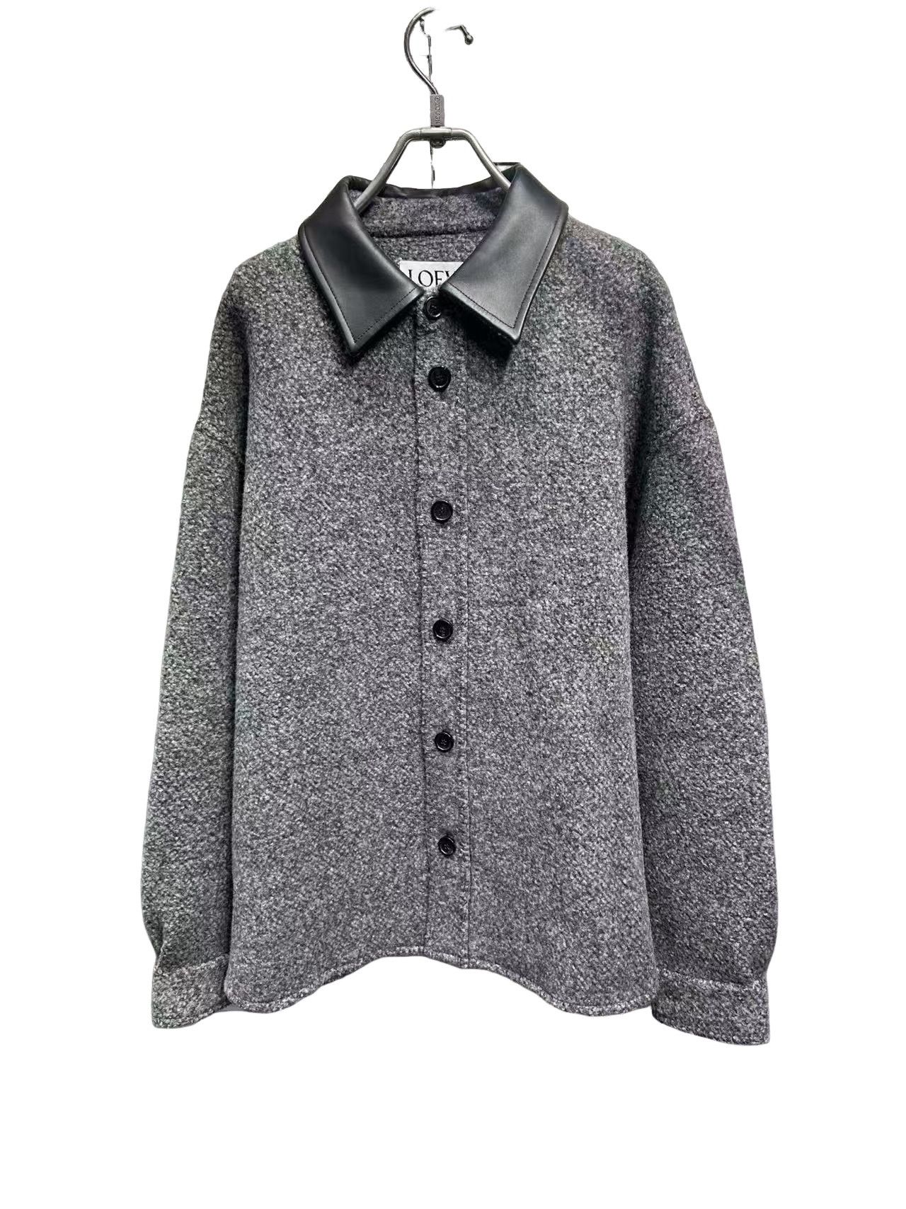 Loewe Loewe Leather Collar Wool Overshirt Size 50 Size US M / EU 48-50 / 2 - 1 Thumbnail