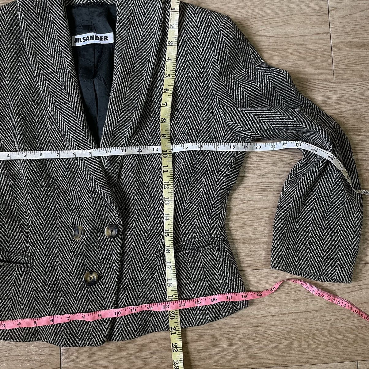 Jil Sander 🇩🇪RARE 80s Women’s Jil Sander Wool Herringbone Cropped Blazer Size US XS / EU 42 / 0 - 10 Thumbnail