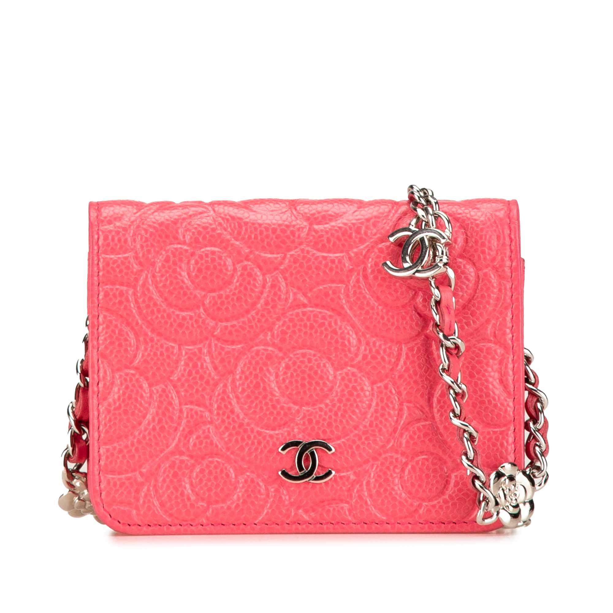 Chanel Chanel Camellia Caviar CC Wallet On Chain Pink Size ONE SIZE - 1 Thumbnail