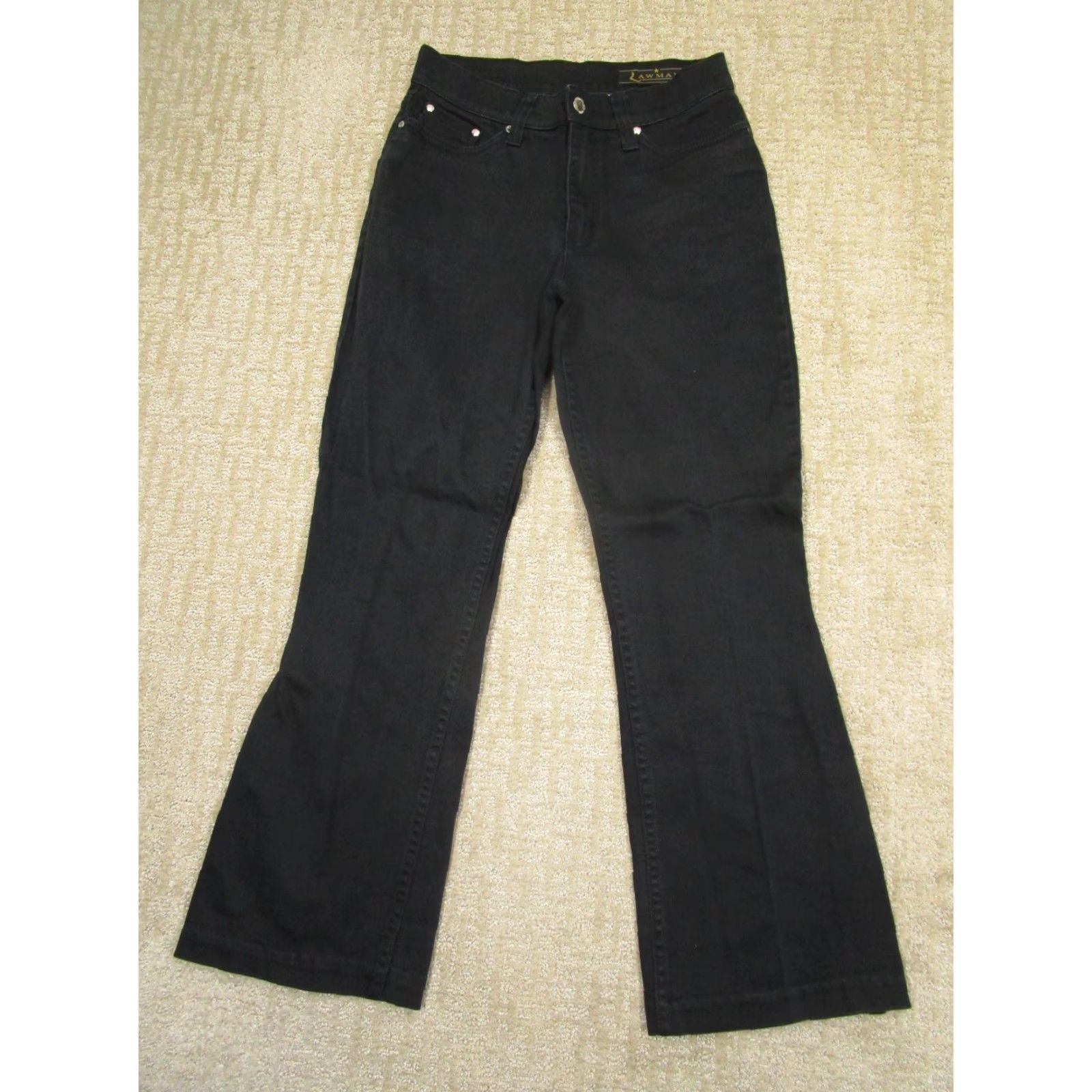Vintage VINTAGE Lawman Jeans Women 5 Black High Rise Bootcut Pants Western 90s Retro Cowboy Damaged Back Patch 28 Size 28" / US 6 / IT 42 - 2 Thumbnail