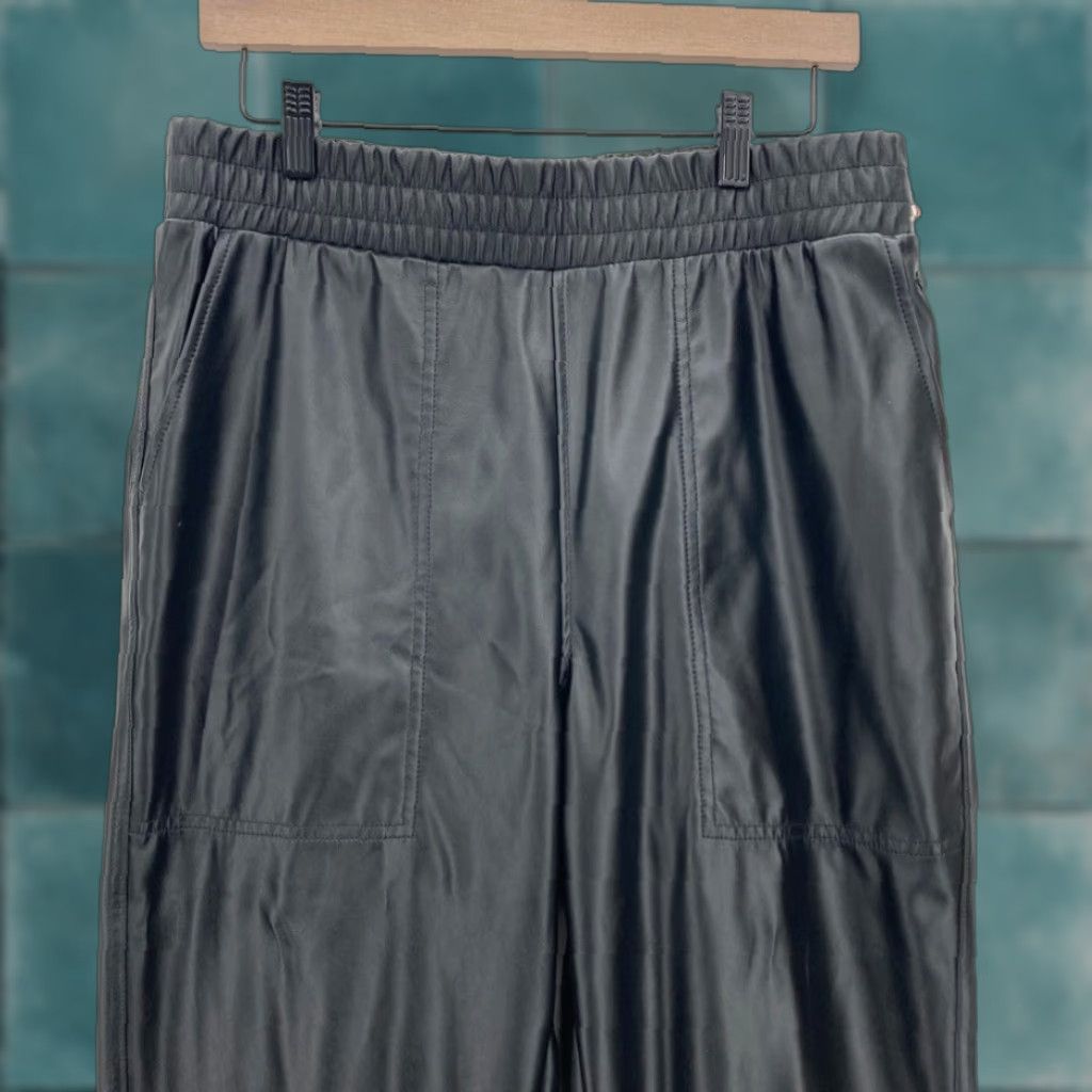 Vintage Calia Faux Leather Jogger Pants Women's Medium Black High Rise Stretch NWT Size 32" / US 10 / IT 46 - 1 Thumbnail