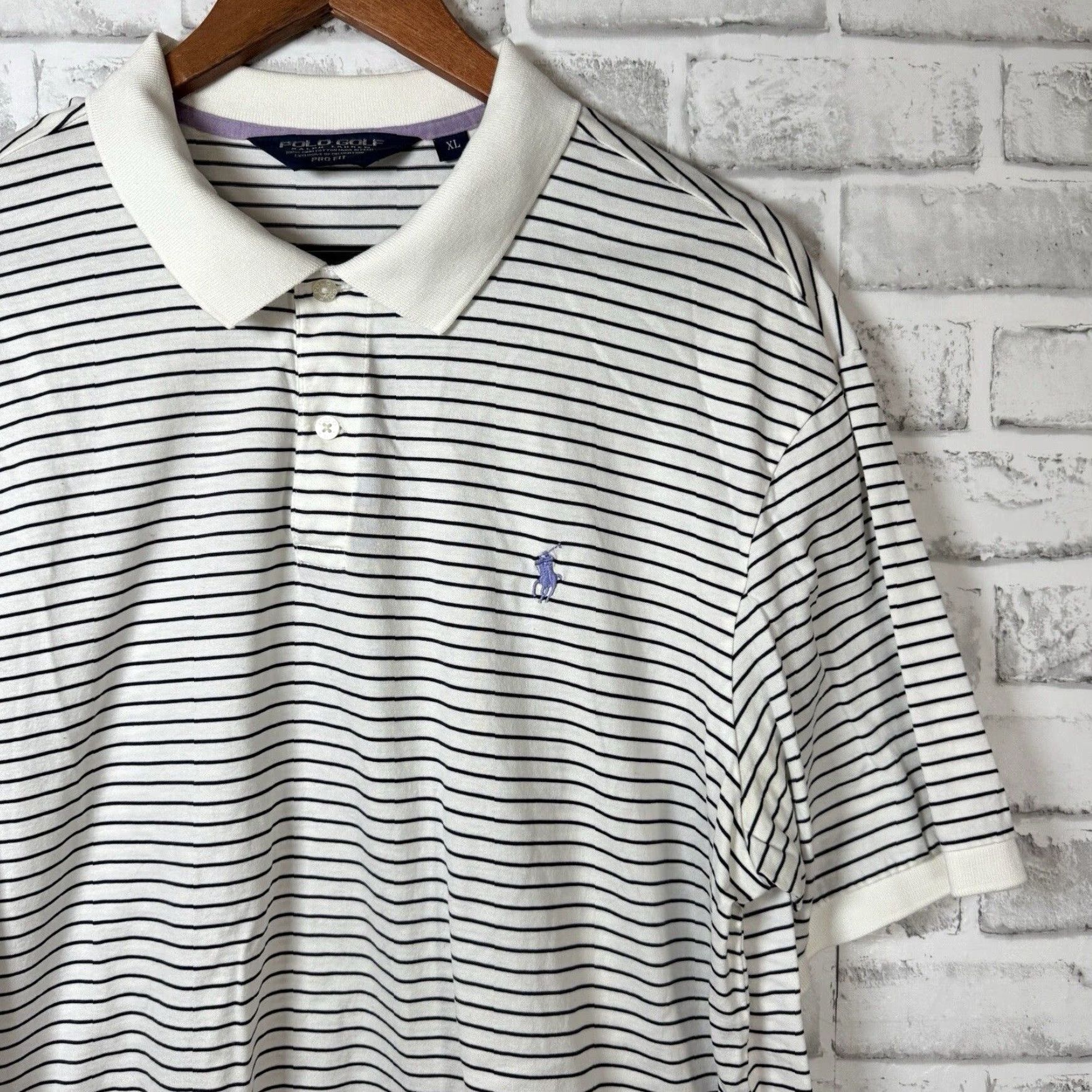 Ralph Lauren VINTAGE Ralph Lauren Golf Striped Pro Fit Polo Mens XL White Size US XL / EU 56 / 4 - 2 Thumbnail