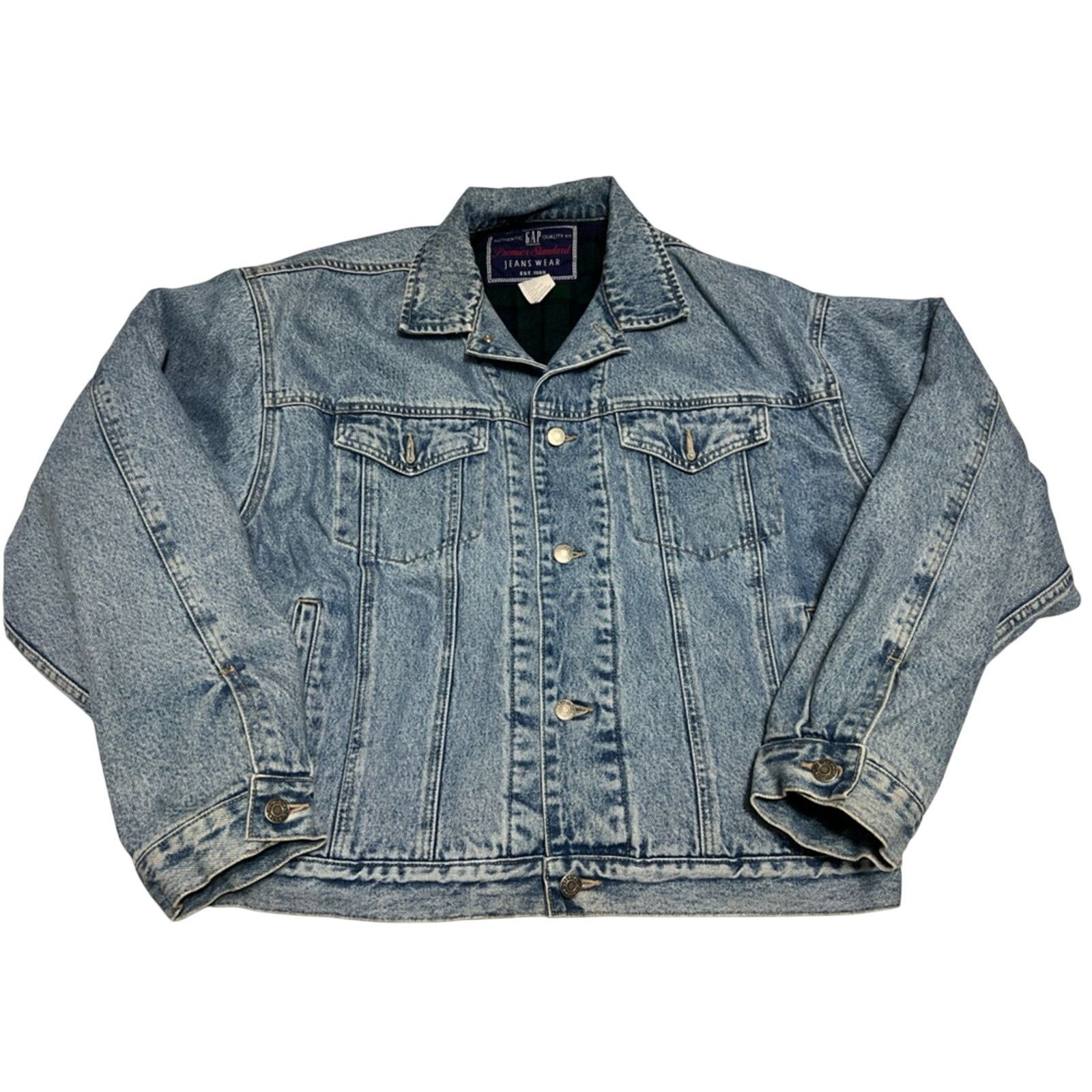 Gap Vintage 90s GAP Denim Jean Jacket Blanket Lined Men's CLEAN Size US L / EU 52-54 / 3 - 1 Thumbnail