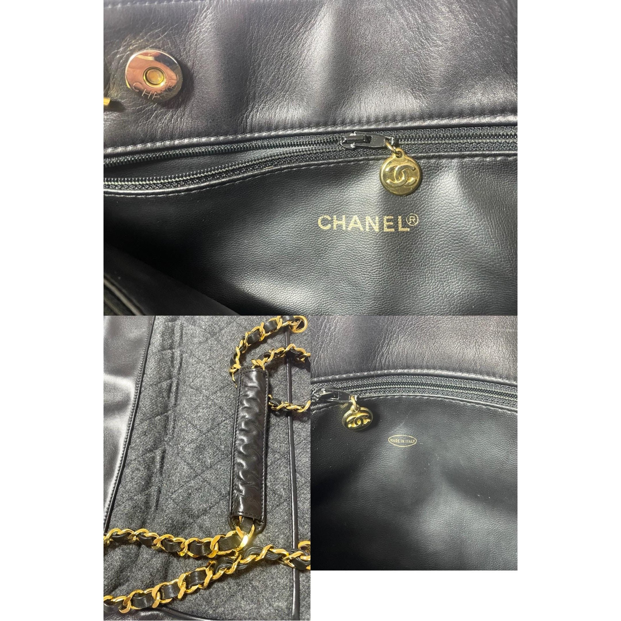 Chanel Vintage CHANEL grey wool and black leather shoulder bag Size ONE SIZE - 10 Thumbnail