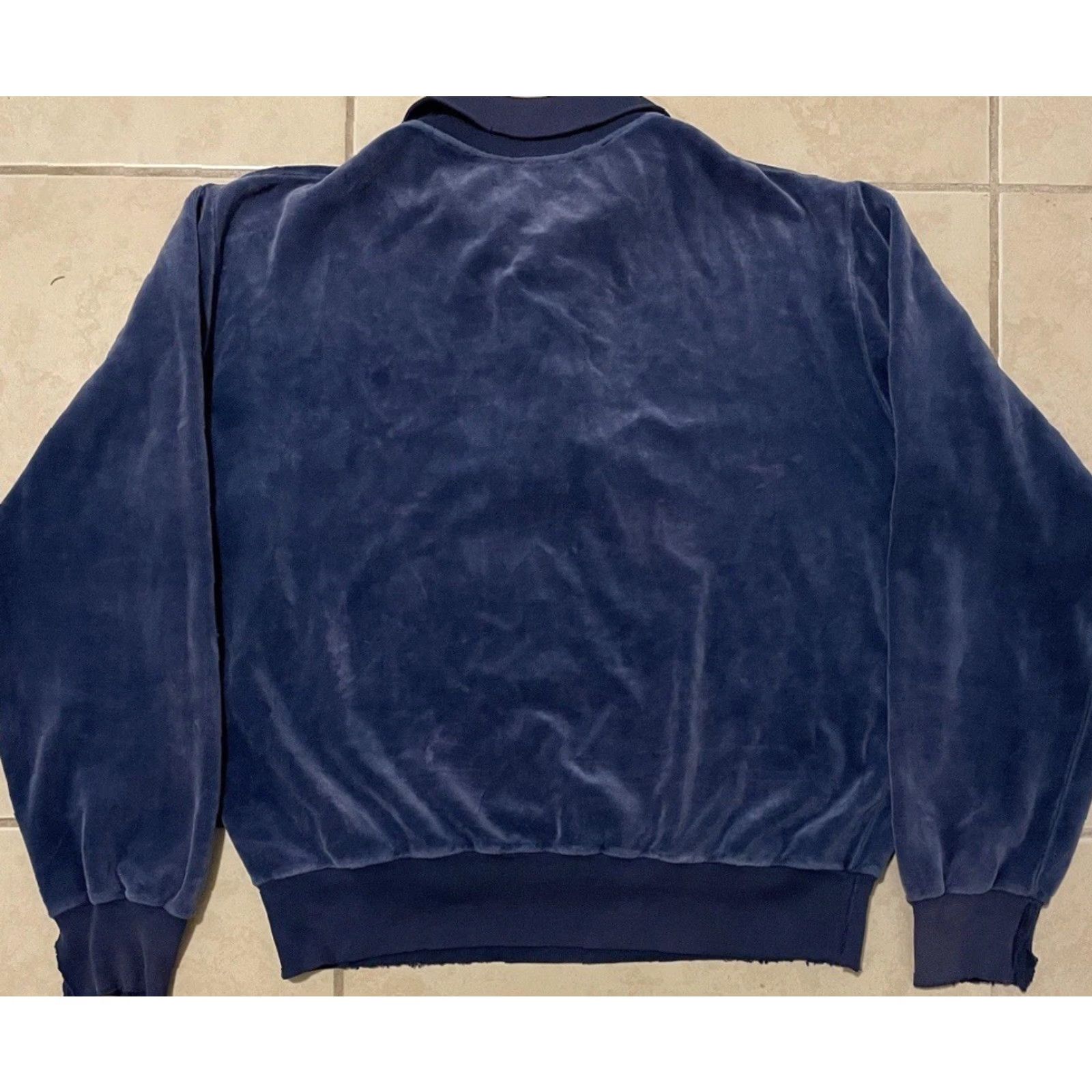 Velour VINTAGE Velour Boxy Polo Shirt Sweatshirt XS Blue Surf Skate 60s 70s Beach Grunge Vaporwave 80s 90s USA Ragged? Size US XS / EU 42 / 0 - 2 Thumbnail