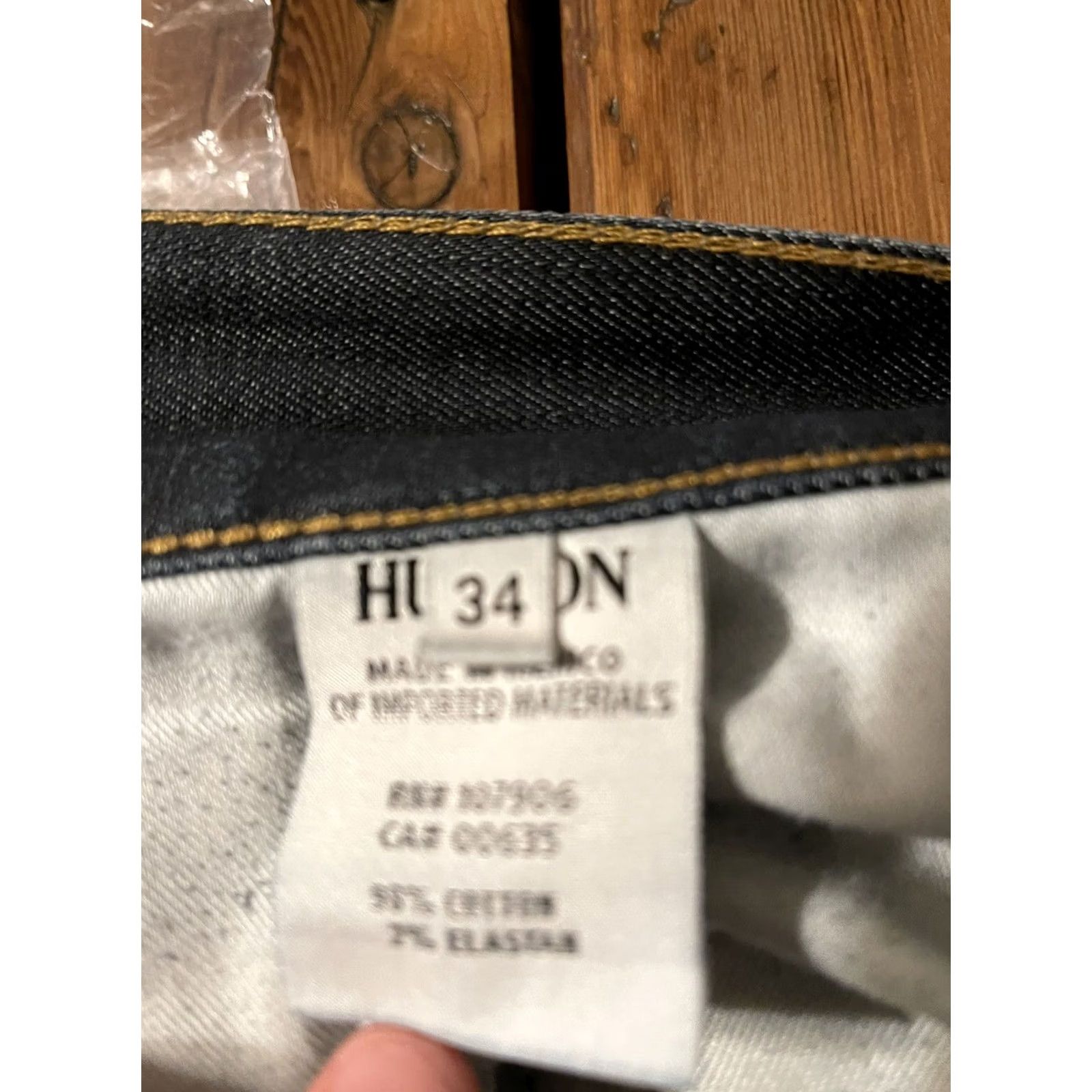 Hudson Hudson Byron Jeans Men's 34 36x27 Straight Fit Dark Denim Button Fly 5 Pocket Size US 34 / EU 50 - 5 Thumbnail