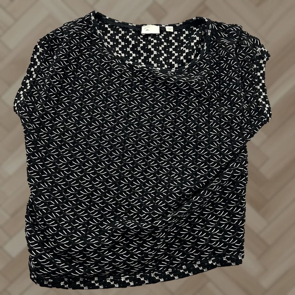 Anthropologie Postage Stamp Anthropologie Short Sleeve Top Women's Small Black Size S / US 4 / IT 40 - 1 Thumbnail