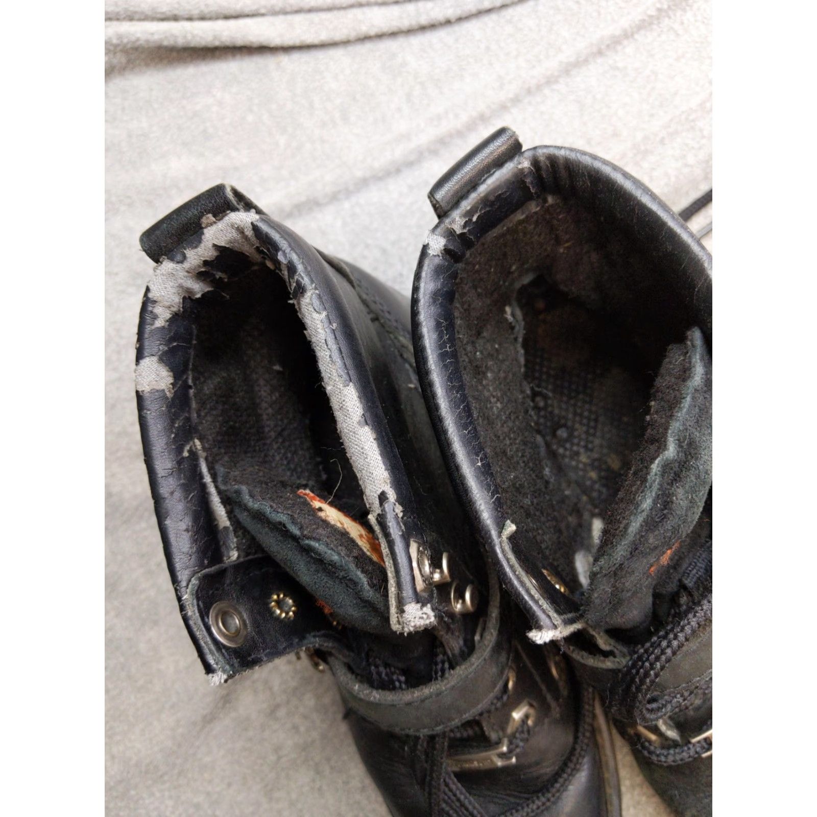 Harley Davidson Harley-Davidson Boots Womens 6.5 Black Leather Ankle Strap Motorcycle Biker Winter Lug Outsole Buckle Lace Up Size US 7 / IT 37 - 2 Thumbnail