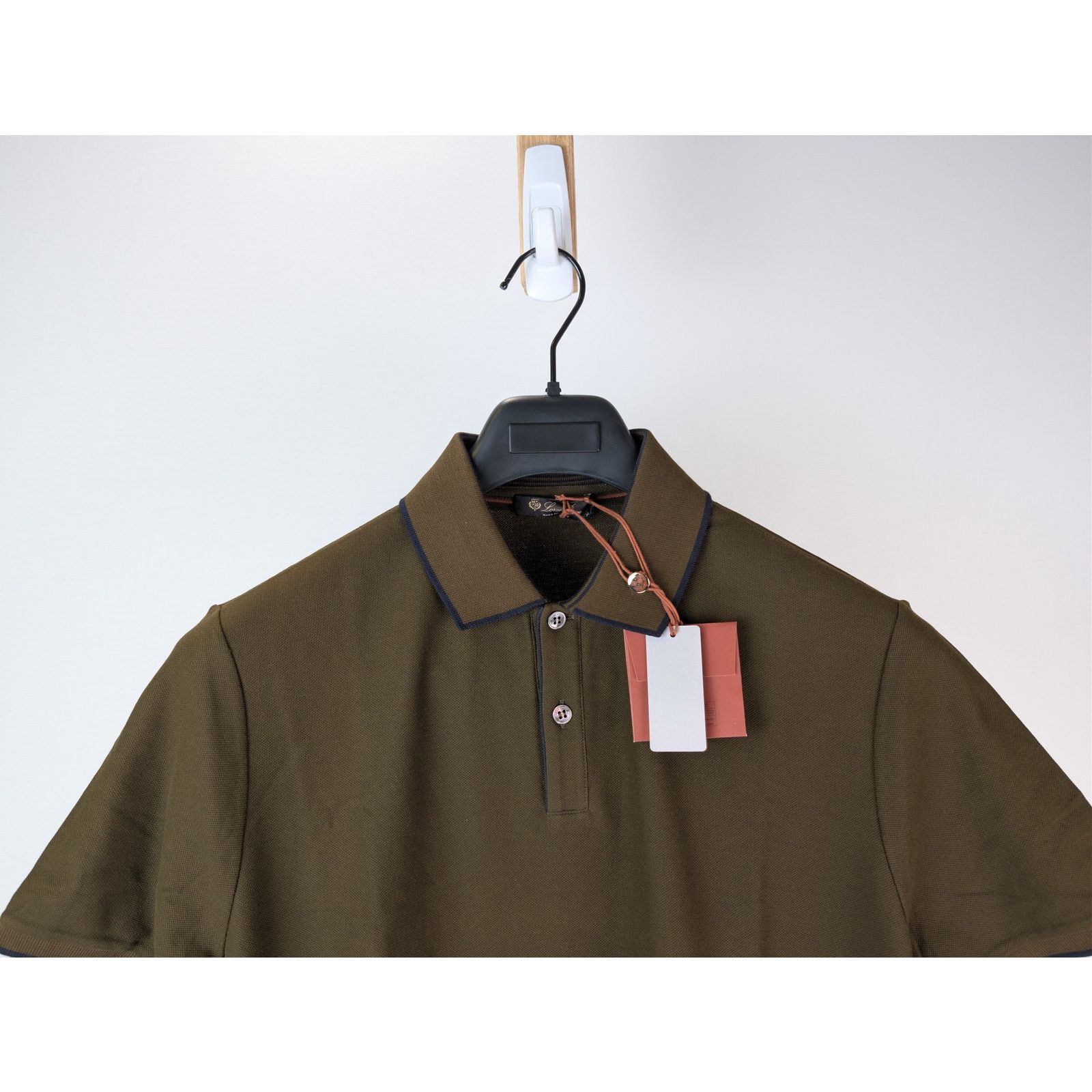 Loro Piana o1rshd1 Double Collar Cotton Piquet Polo Shirt Olive Green Size US M / EU 48-50 / 2 - 3 Thumbnail