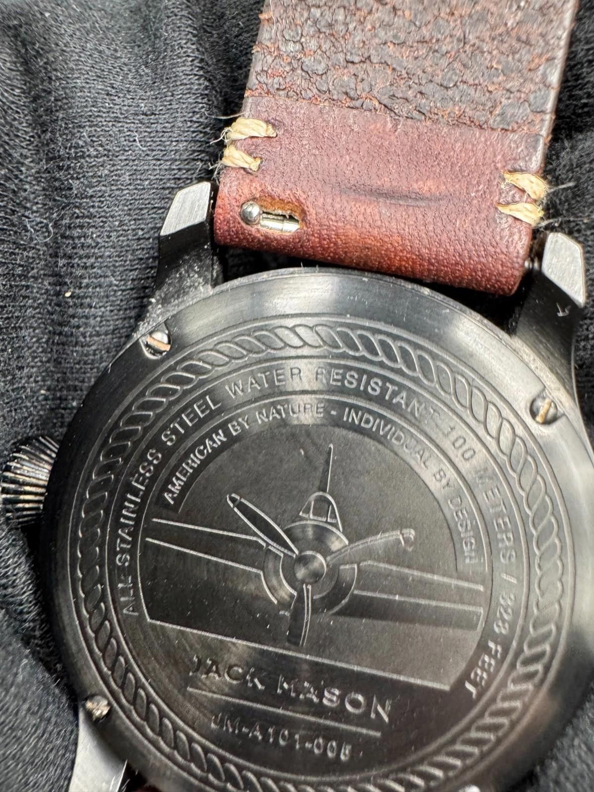 Other Jack Mason JM-A101 Aviation Black PVD Pilot Watch Leather St Size ONE SIZE - 5 Thumbnail