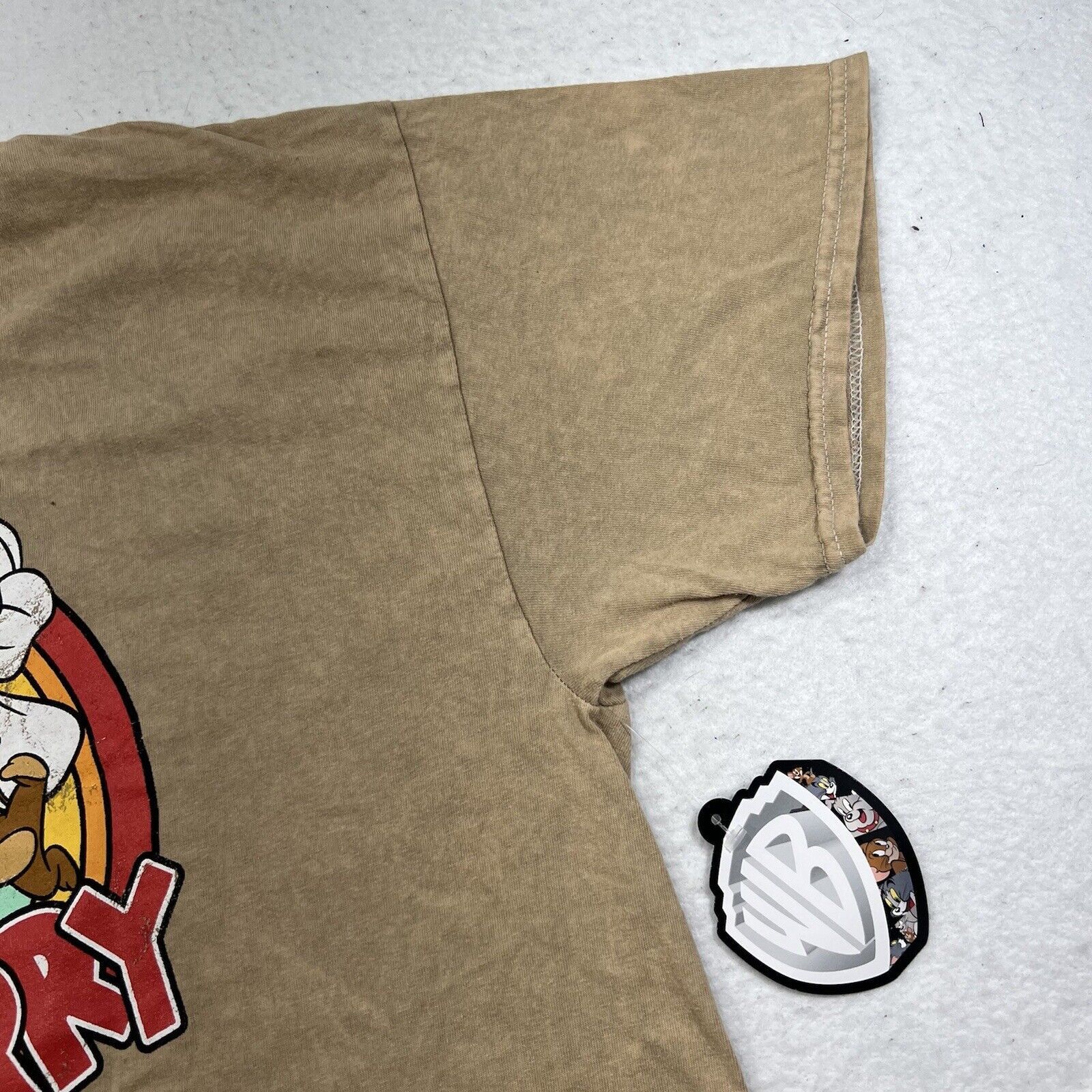Warner Bros Tom & Jerry XL Cropped Graphic T Shirt Beige Pullover Top Size XL / US 12-14 / IT 48-50 - 4 Thumbnail