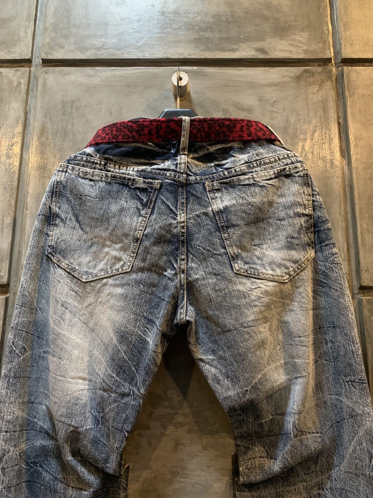 If Six Was Nine Unknown Y2K Claw Mark Faded Denim Pants Size US 33 - 7 Thumbnail