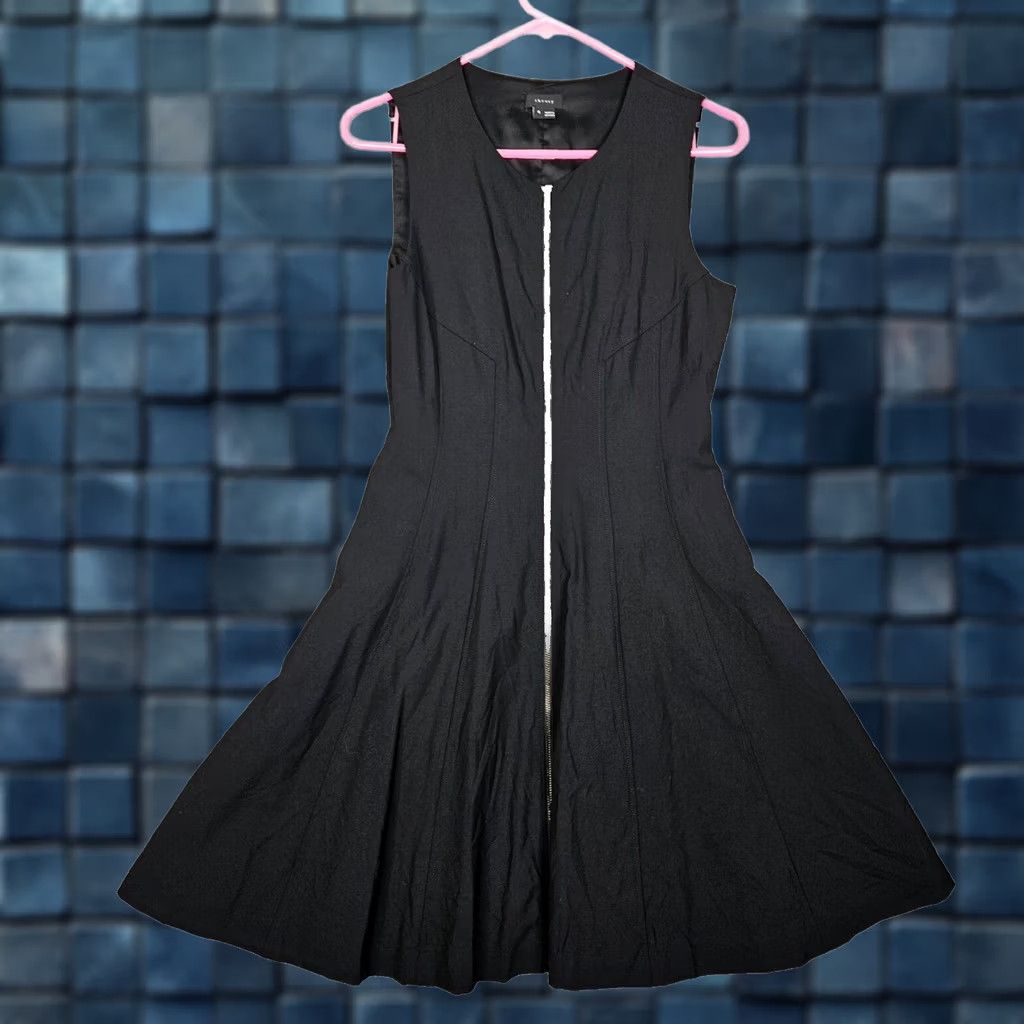 Theory Theory Women's Black Concealed Zip Front Flared Dress Size 4 Size S / US 4 / IT 40 - 1 Thumbnail