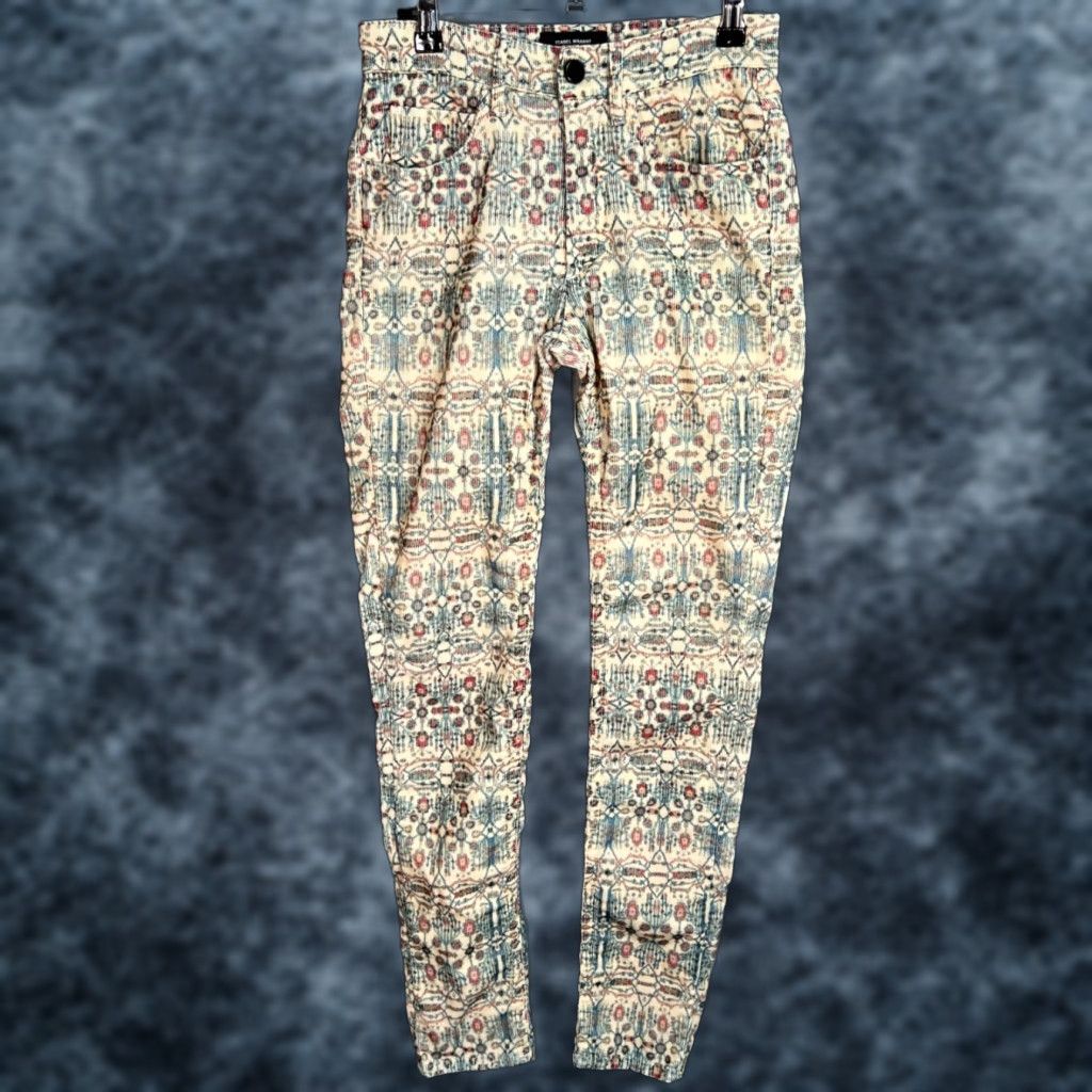 Isabel Marant ISABEL MARANT Multicolor Corduroy Printed Skinny Pants Womens Size 34 Inseam 29 In. Ankle Fit Size 24" / US 00 / IT 34 - 1 Thumbnail
