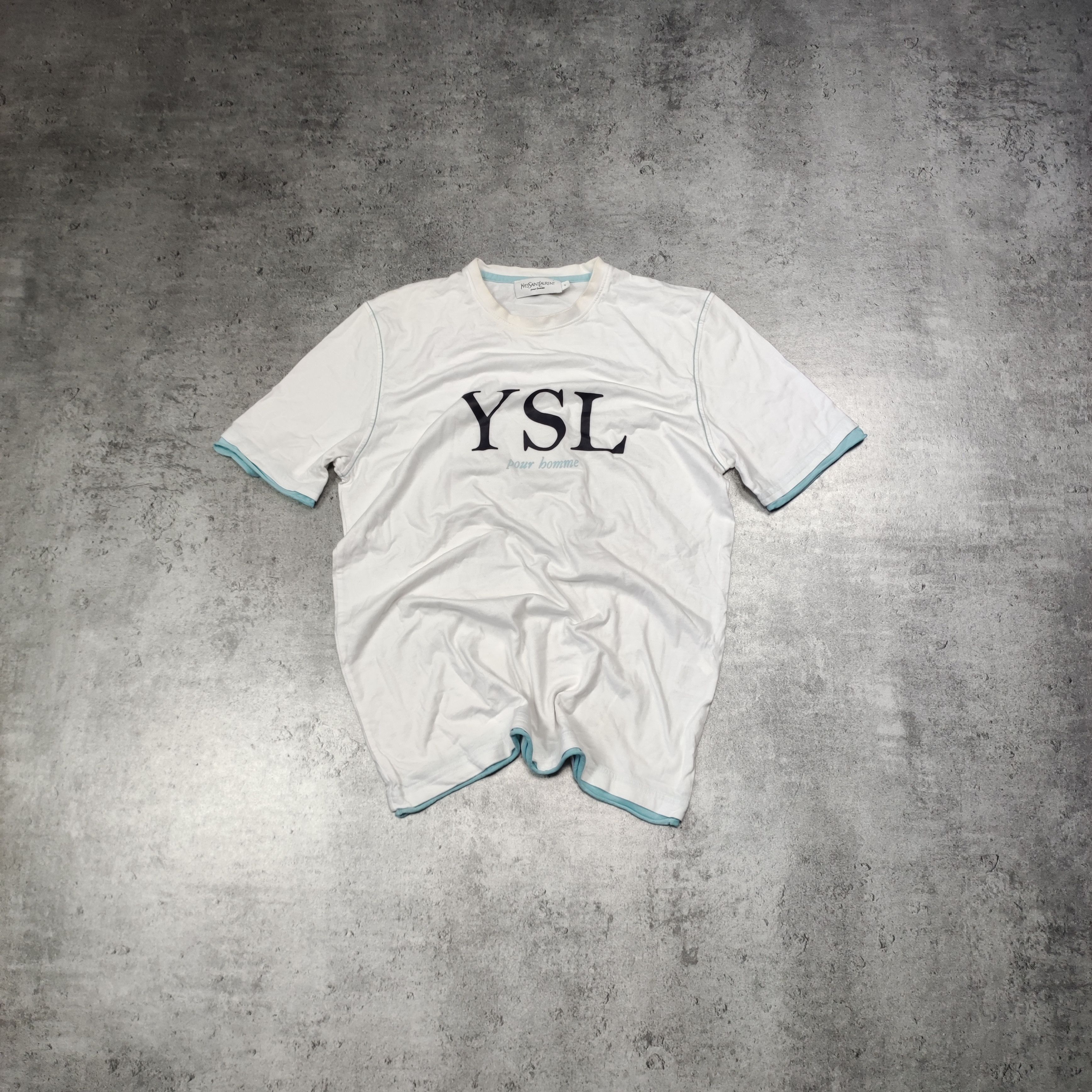 Vintage × Yves Saint Laurent RARE Vintage YSL Yves Saint Lauren White Big Logo Tshiert Size US S / EU 44-46 / 1 - 1 Thumbnail