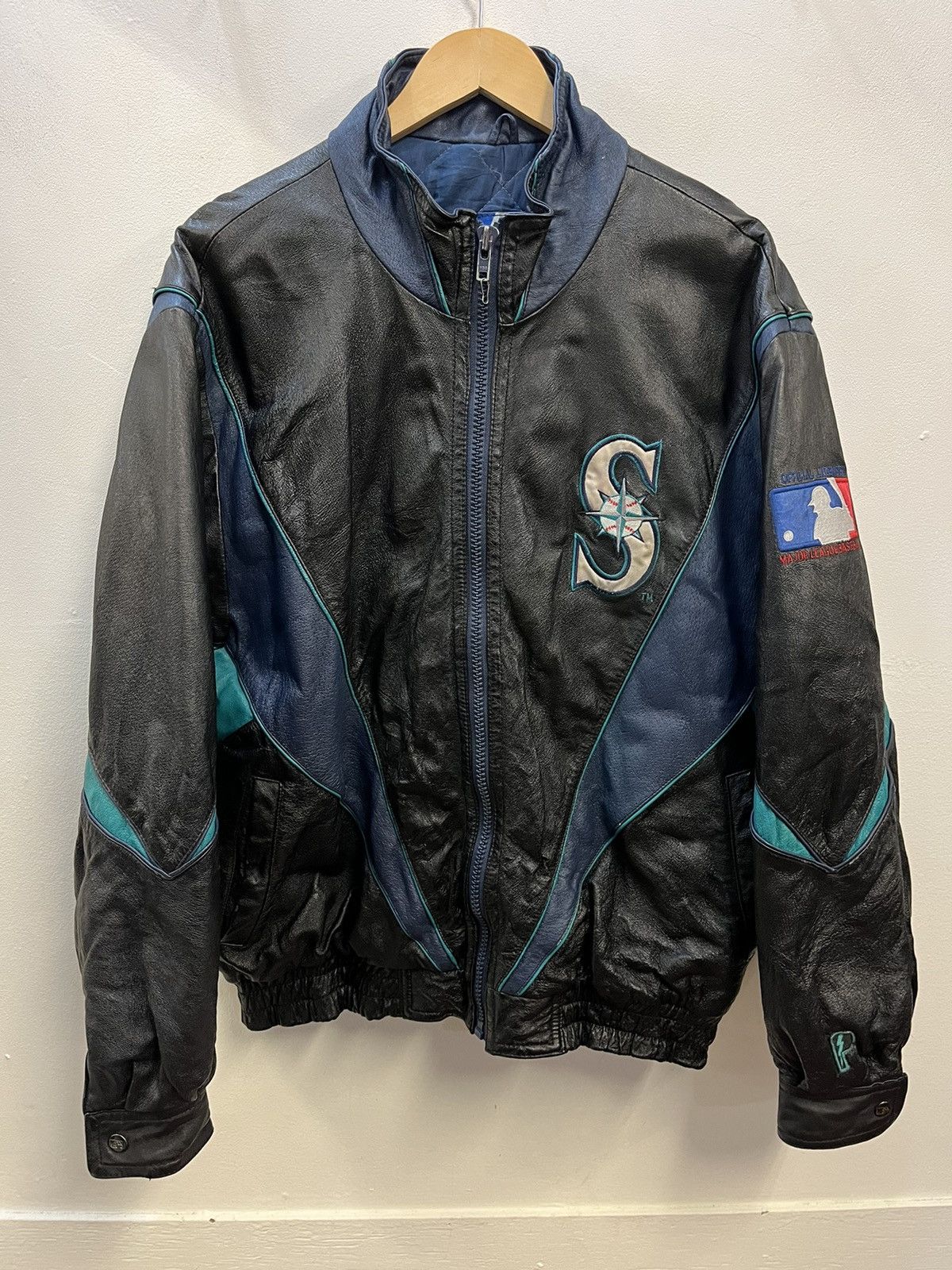 Seattle Mariners Genuine Leather MLB Pro fashion Players Jacket Size Large